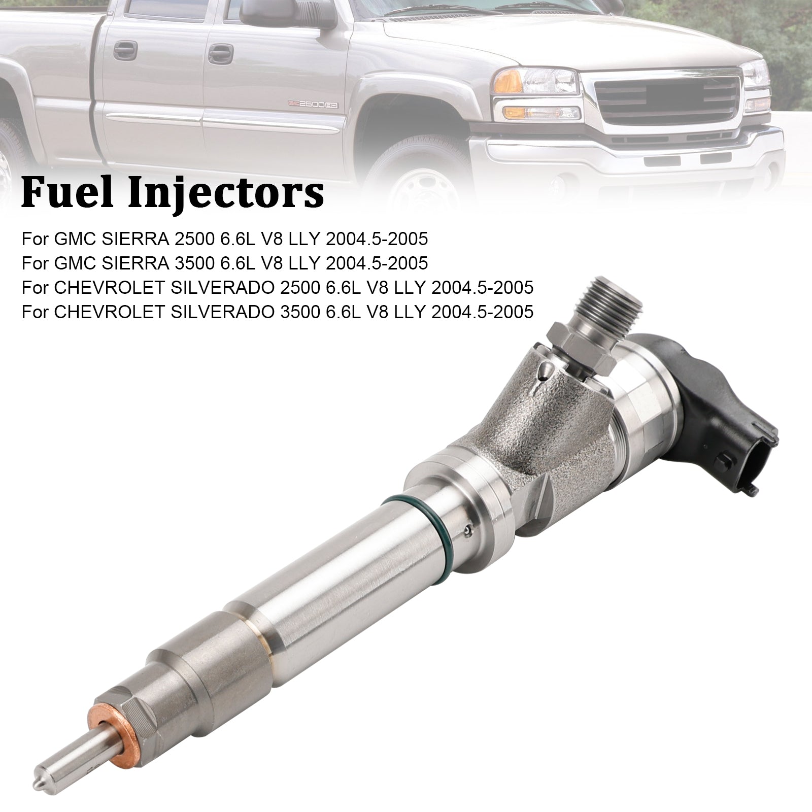 PALASER 2004.5-2005 GMC Sierra 2500/3500 6.6L V8 Lly 1PCS Fuel Injector 0986435504 - Image 6