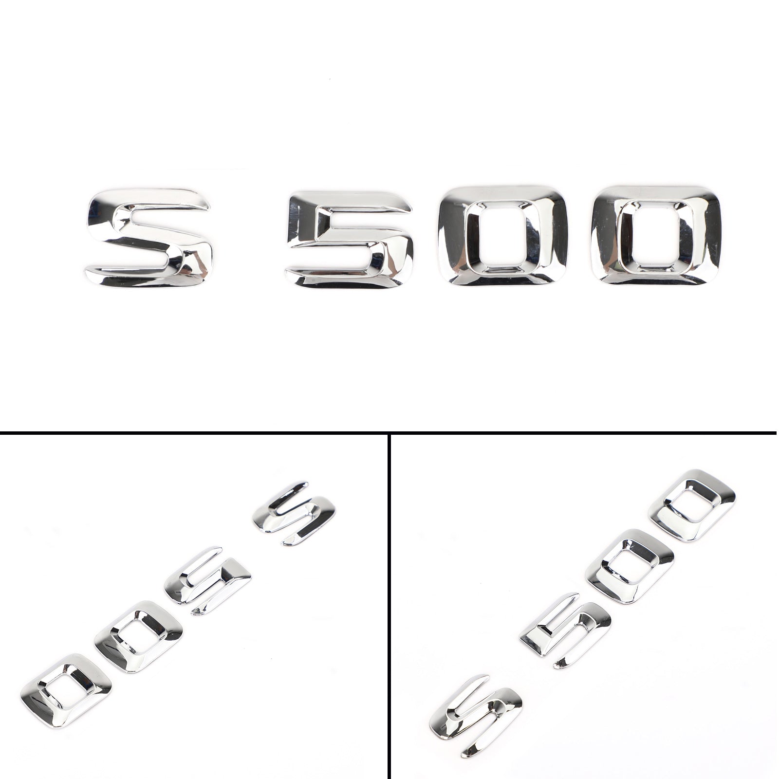 PALASER Rear Trunk Emblem Badge Nameplate Decal Letters Numbers Fit Mercedes S500 Chrome - Image 4