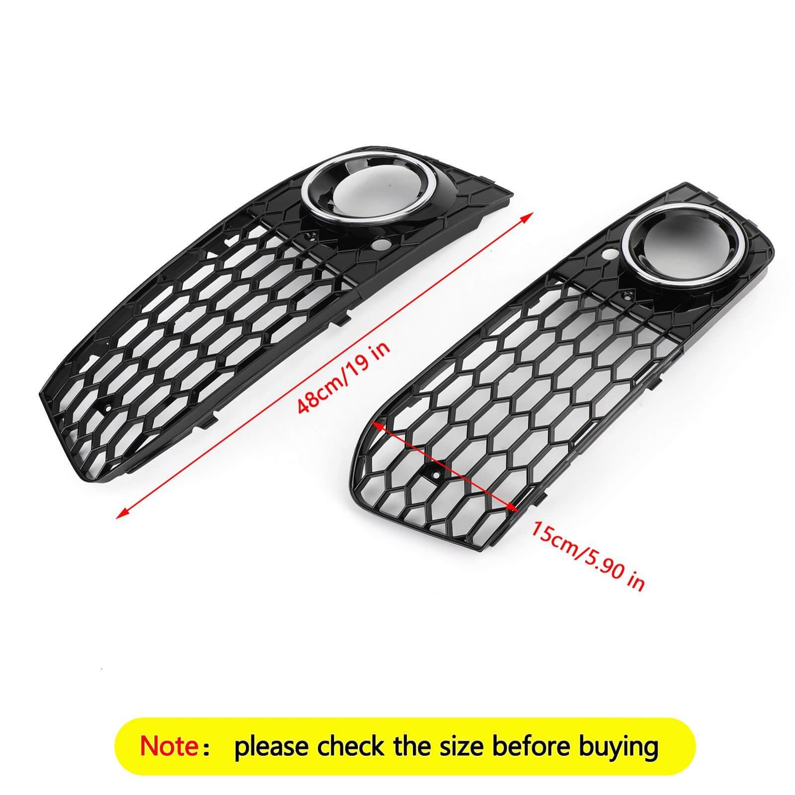 PALASER Pair Honeycomb Mesh Fog Light Open Vent Grill Intake Fit 2009-2012 Audi A4 B8 - Image 3
