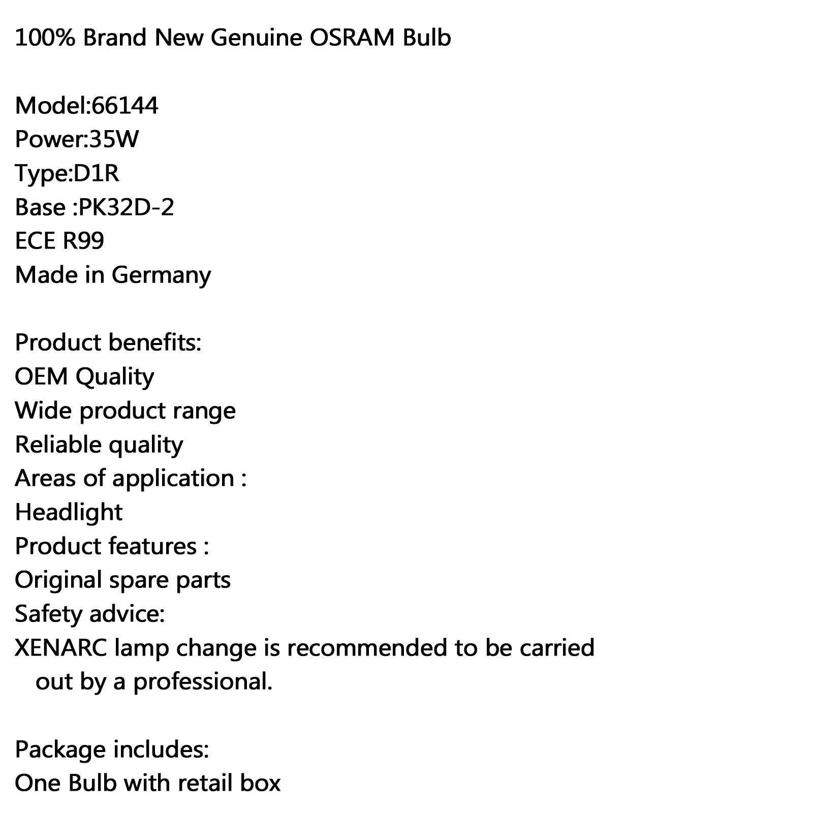 PALASER New OEM For Osram Xenarc D1S 66144 Original 4300K Hid Xenon Headlight Bulb Lamp - Image 5