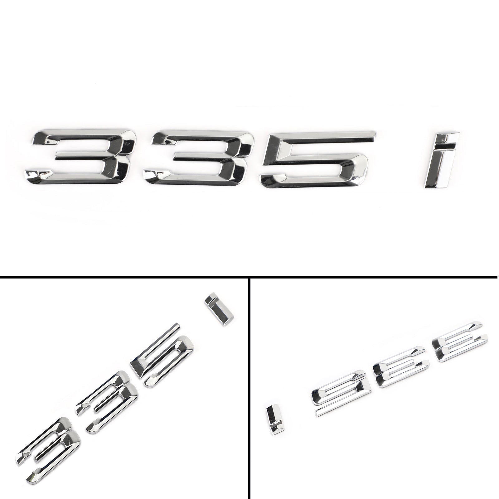 PALASER Rear Trunk Nameplate Badge Emblem Numbers Letter Decal 335 I Fit 335i Chrome - Image 8