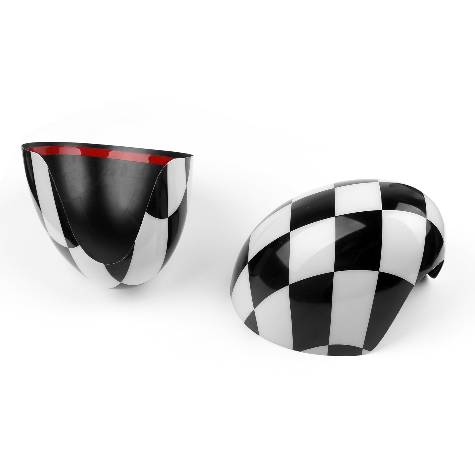 PALASER Two Pieces Black/white Checkered Design Rear View Mirror Covers For Mini Cooper F55 F56 F57 F60