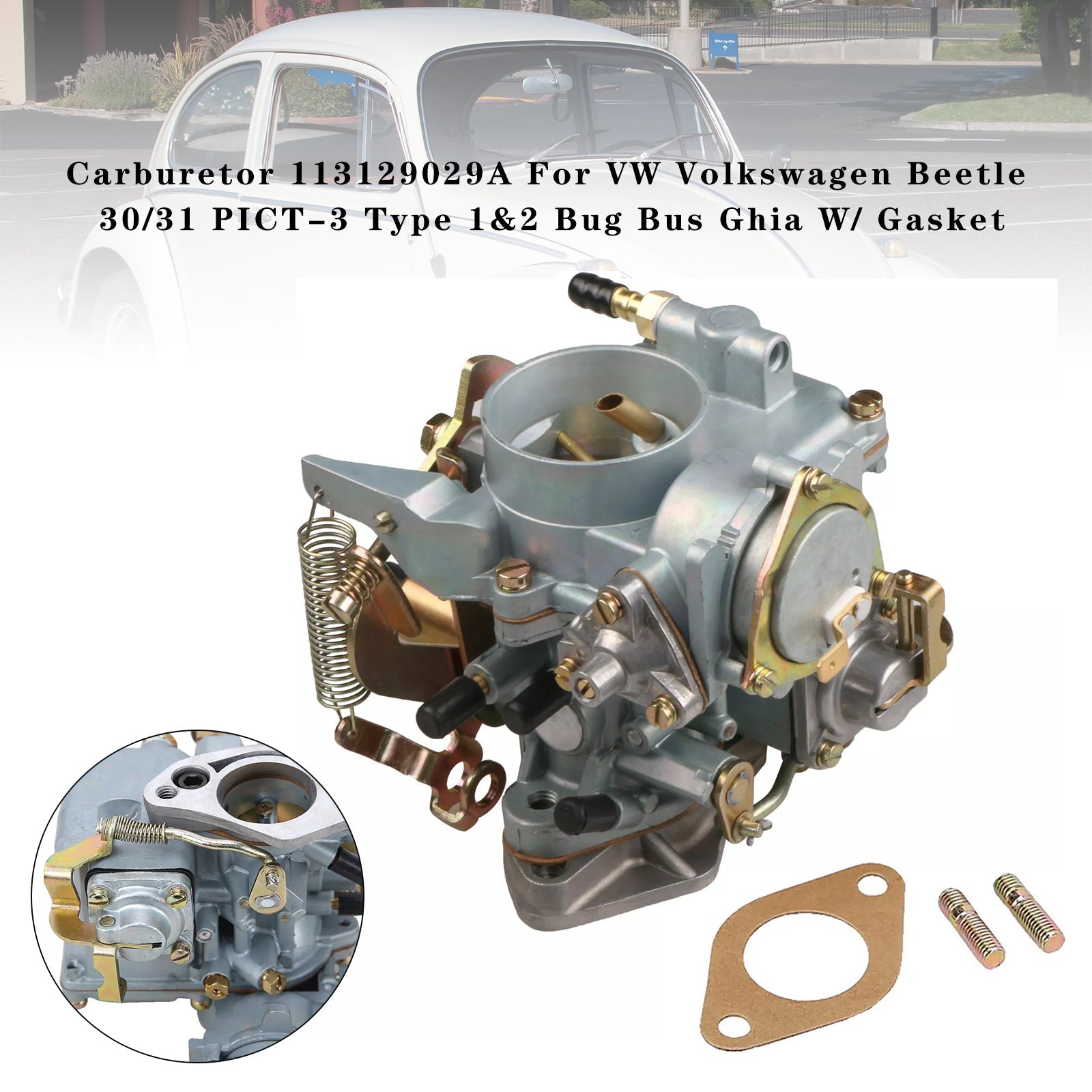 PALASER Volkswagen Beetle 30/31 PICT-3 Type 1&2 Bug Bus Ghia Carburetor W/ Gasket 113129029A - Image 3