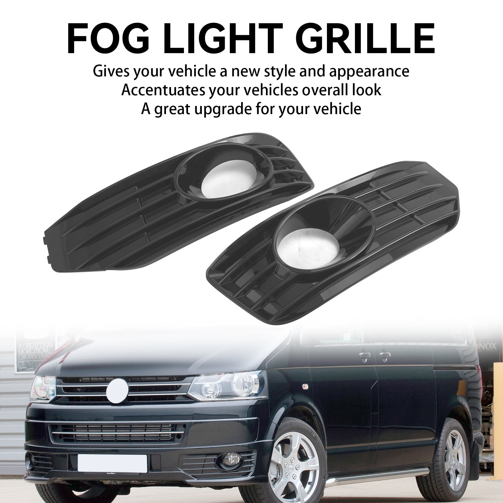 PALASER 2010-15 Vw Transporter Caravelle T5 T5.1 S-line Fog Lamp Light Cover Insert S-line Grill Gloss Black - Image 6