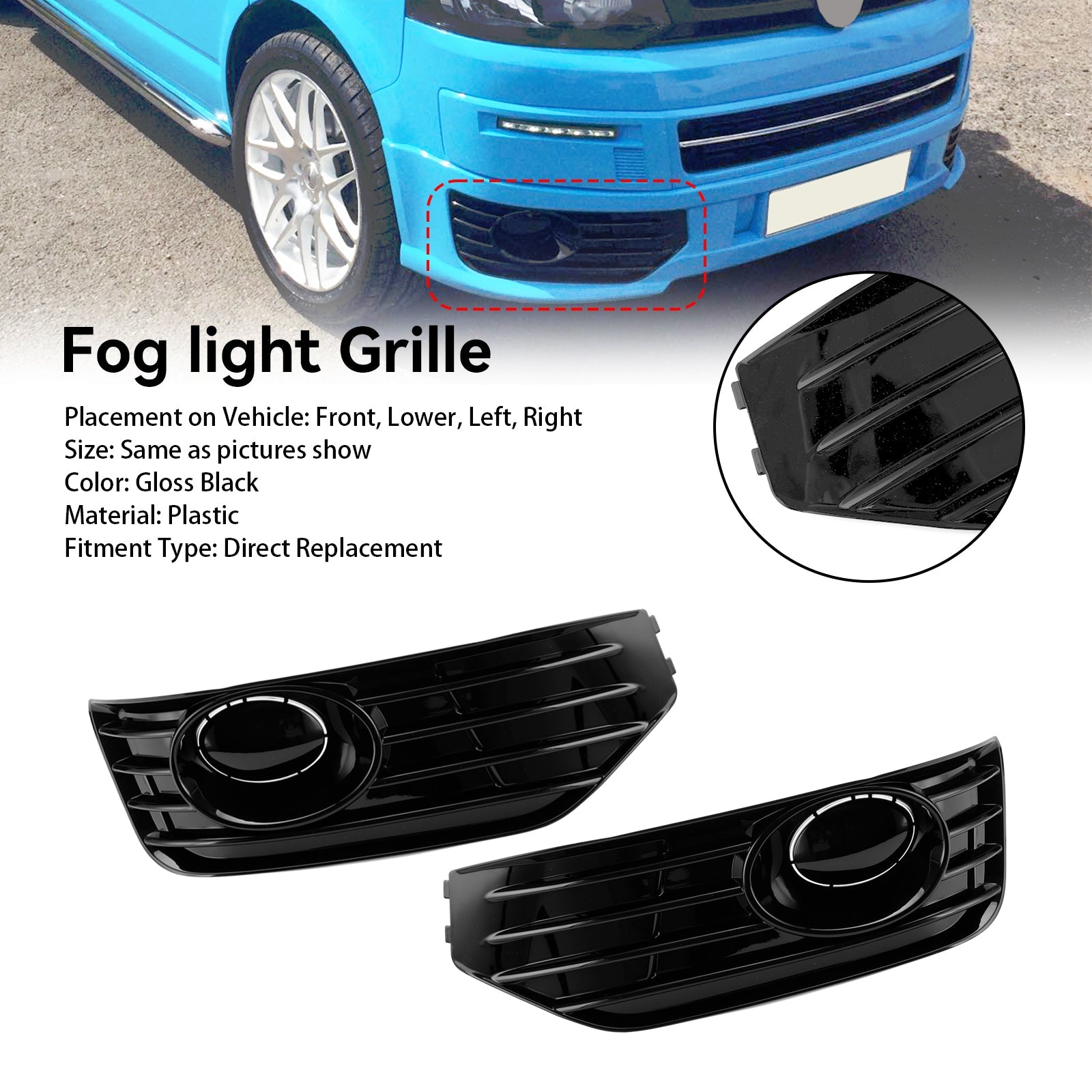 PALASER 2010-2015 Vw Transporter Caravelle T5 T5.1 S-line Fog Lamp Light Cover Insert S-line Grill - Image 2