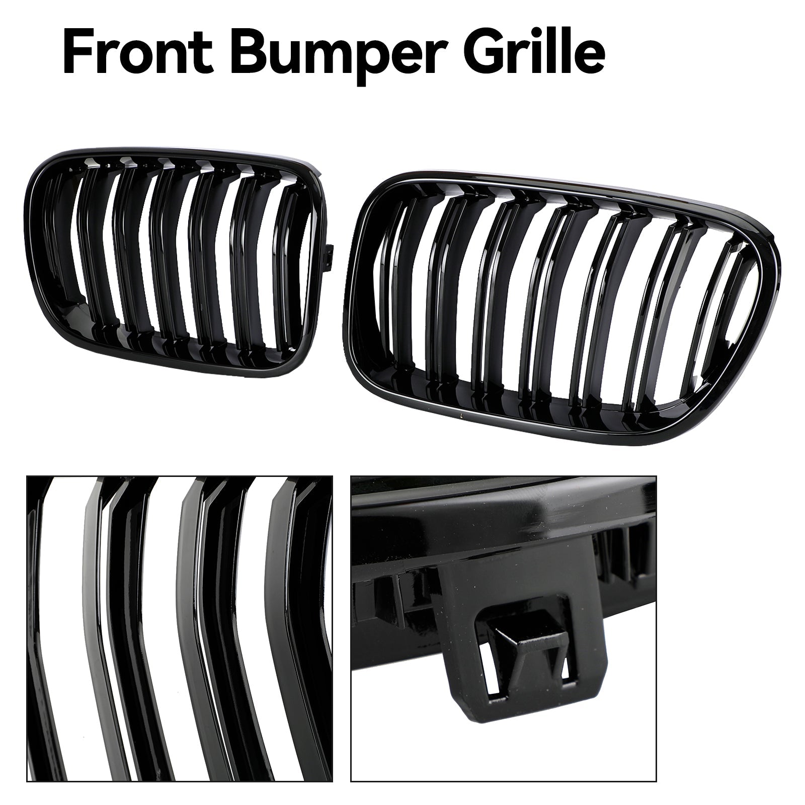 PALASER 2010-2014 BMW X3 F25 Pre-facelift Gloss Black Front Bumper Kidney Grill 51712297589 51117210725 - Image 5