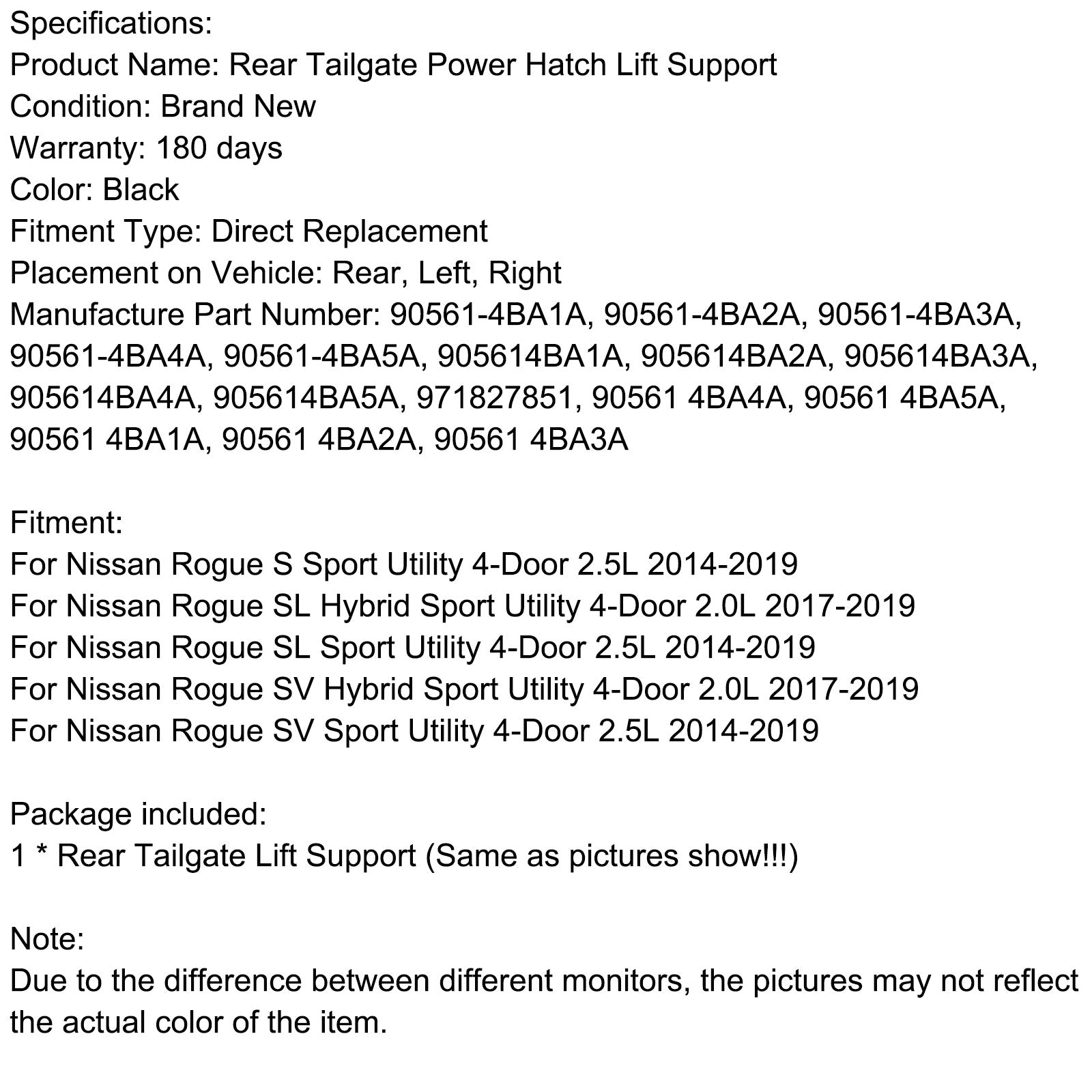 PALASER Rear Tailgate Power Hatch Lift Support W/ Opener 90561-4BA4A Fit Nissan Rogue S - Image 13