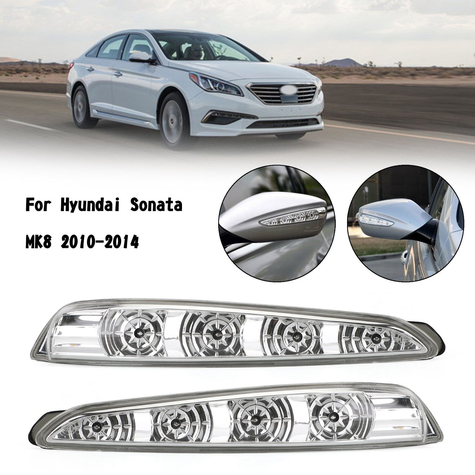 PALASER Side Mirror Lamp Turn Signal Light Pair For Hyundai Sonata MK8 2011-2015 - Image 2