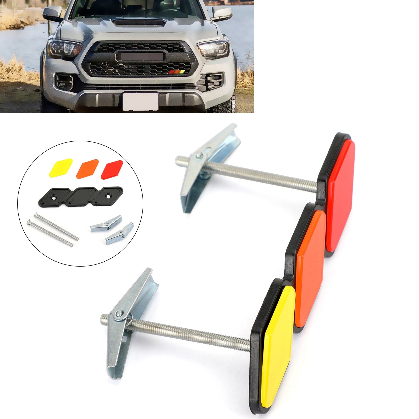 PALASER Tri-color 3 Grille Badge Emblem For Toyota Tacoma 4Runner Tundra Rav4 Highlander - Image 2