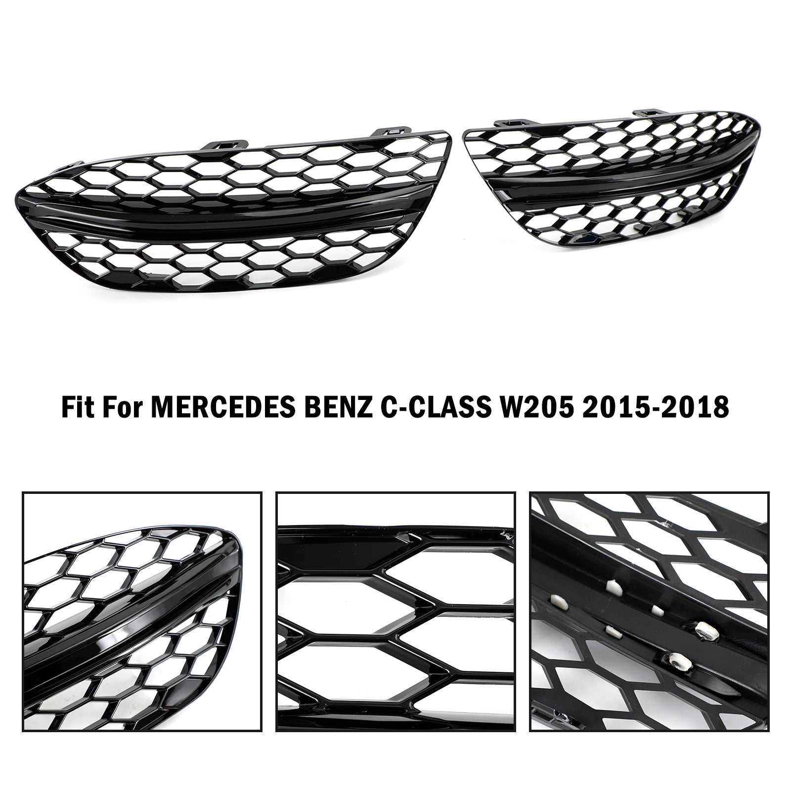 PALASER C-class W205 2015-2018 Base Sedan Mesh Front Fog Light Cover 2058850723 2058851123 - Image 5