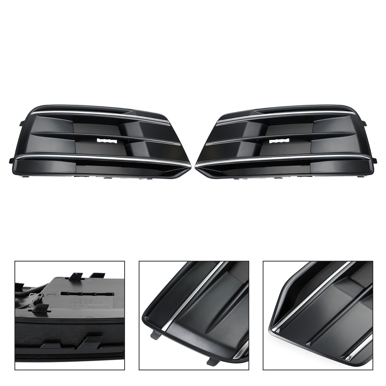 PALASER 2018-2022 Audi Q5 Standard Version 2PCS Black/chrome Front Bumper Cover Grille Bezel Insert - Image 8