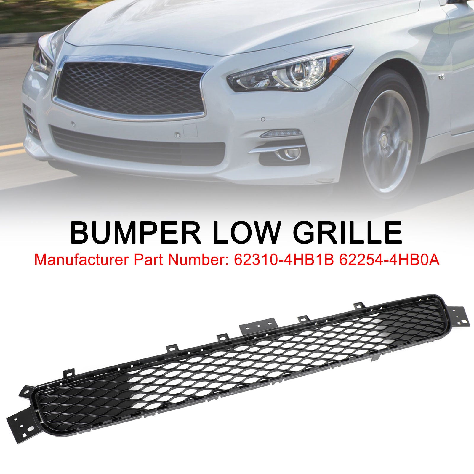 PALASER Infiniti Q50 2014-2017 Base Model 62310-4HB1B 62254-4HB0A Factory Style Front Bumper Lower Grill - Image 4