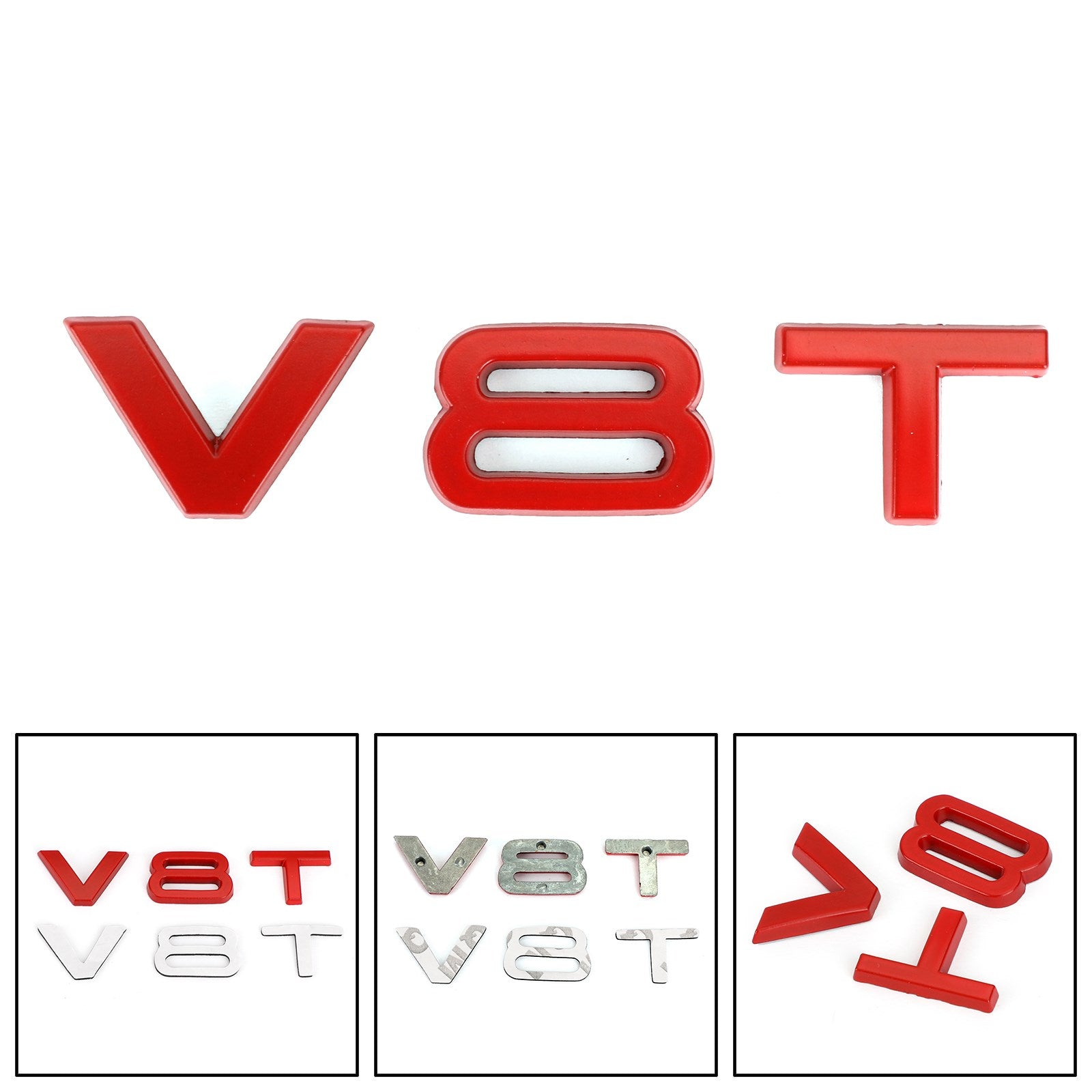 PALASER Audi A1 A3 A4 A5 A6 A7 Q3 Q5 Q7 S6 S7 S8 S4 SQ5 Red V8T Emblem Badge Fit - Image 3