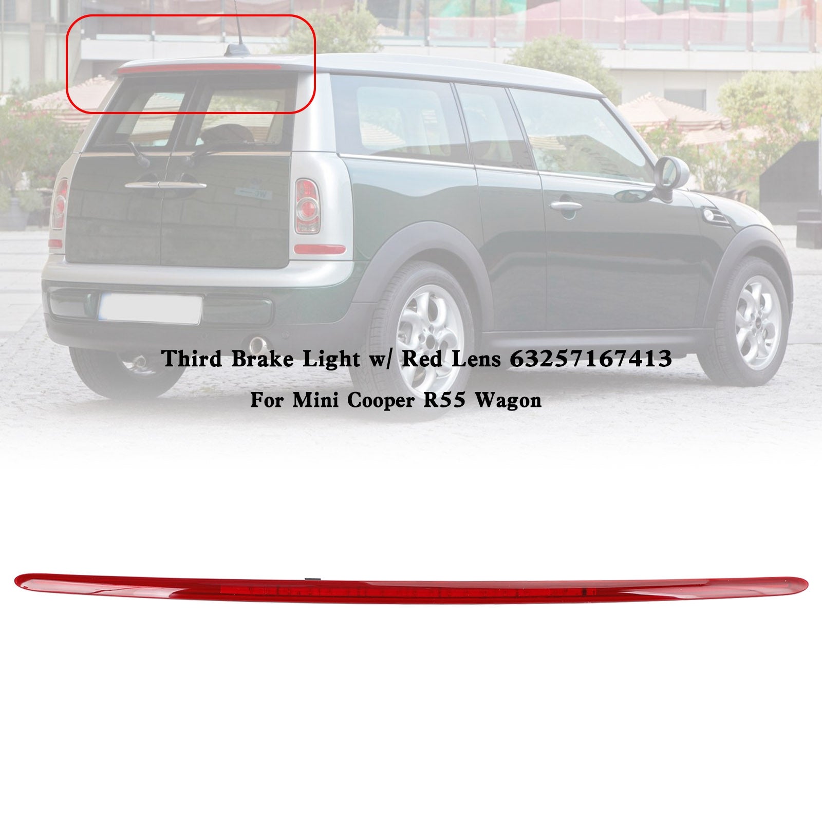PALASER Mini Clubman R55 2007-2014 Third Brake Light W/ Red Lens 63257167413 - Image 2