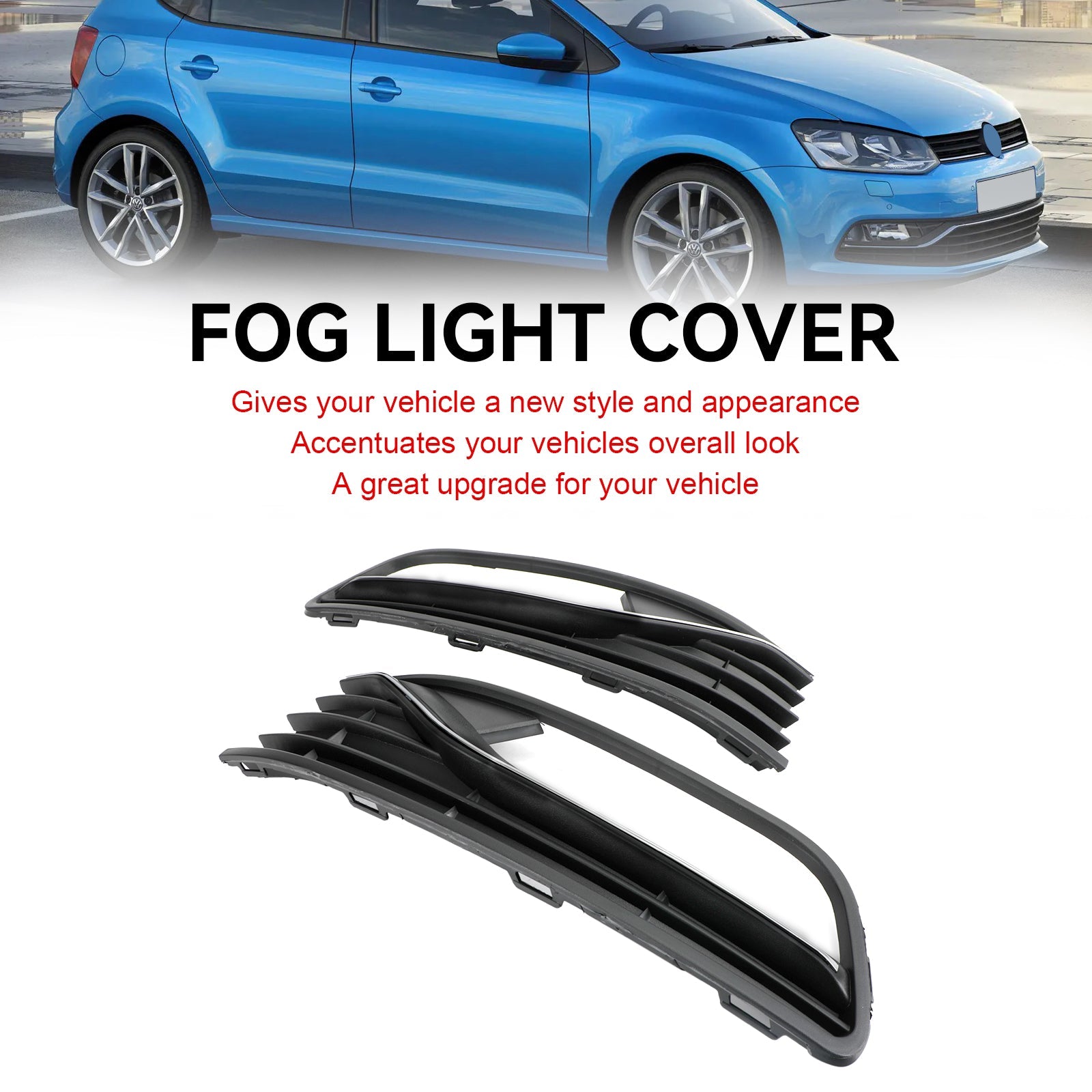 PALASER 2014-2017 Vw Polo 6R Pair Front Bumper Fog Light Cover Grill 56C0853665J 6C0853666J - Image 8