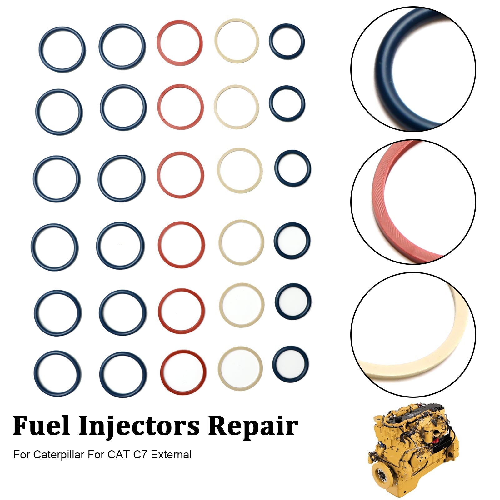 PALASER Caterpillar C7 Fit Cat C7 External 6PCS Fuel Injectors Seal O-ring Kit - Image 6
