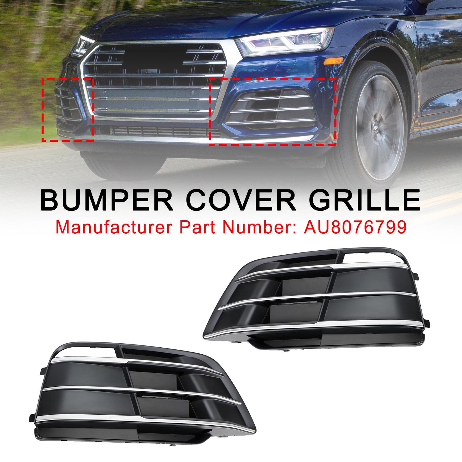 PALASER 18-22 Audi SQ5 Q5 Sline Front Bumper Grille Grill 80A807679MRU6 AU8076799 - Image 11