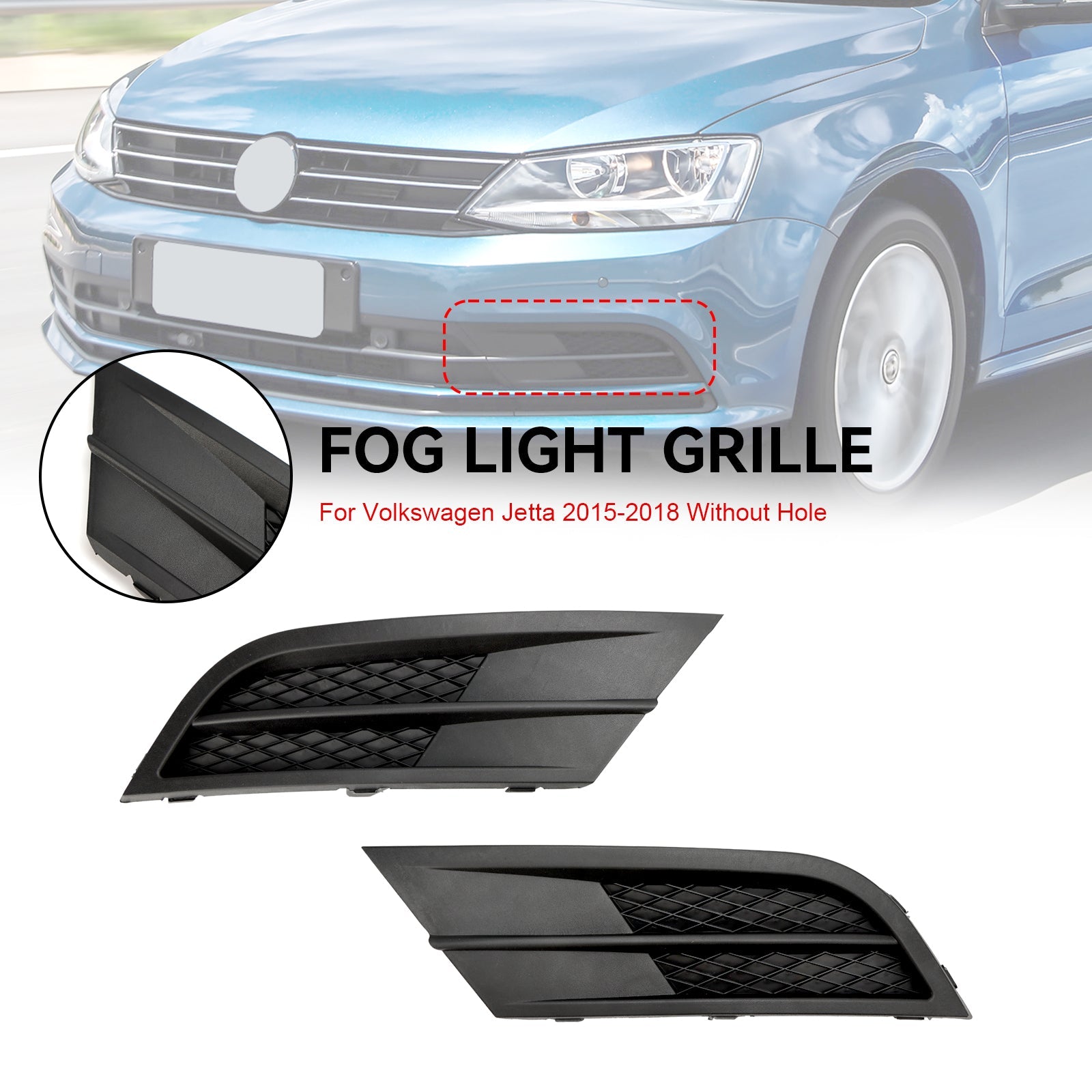 PALASER 2015-2018 Vw Jetta Pair Fog Lamp Cover Grille Grill 5C6853665H9B9 5C6853666G9B9 VW1038135 - Image 6