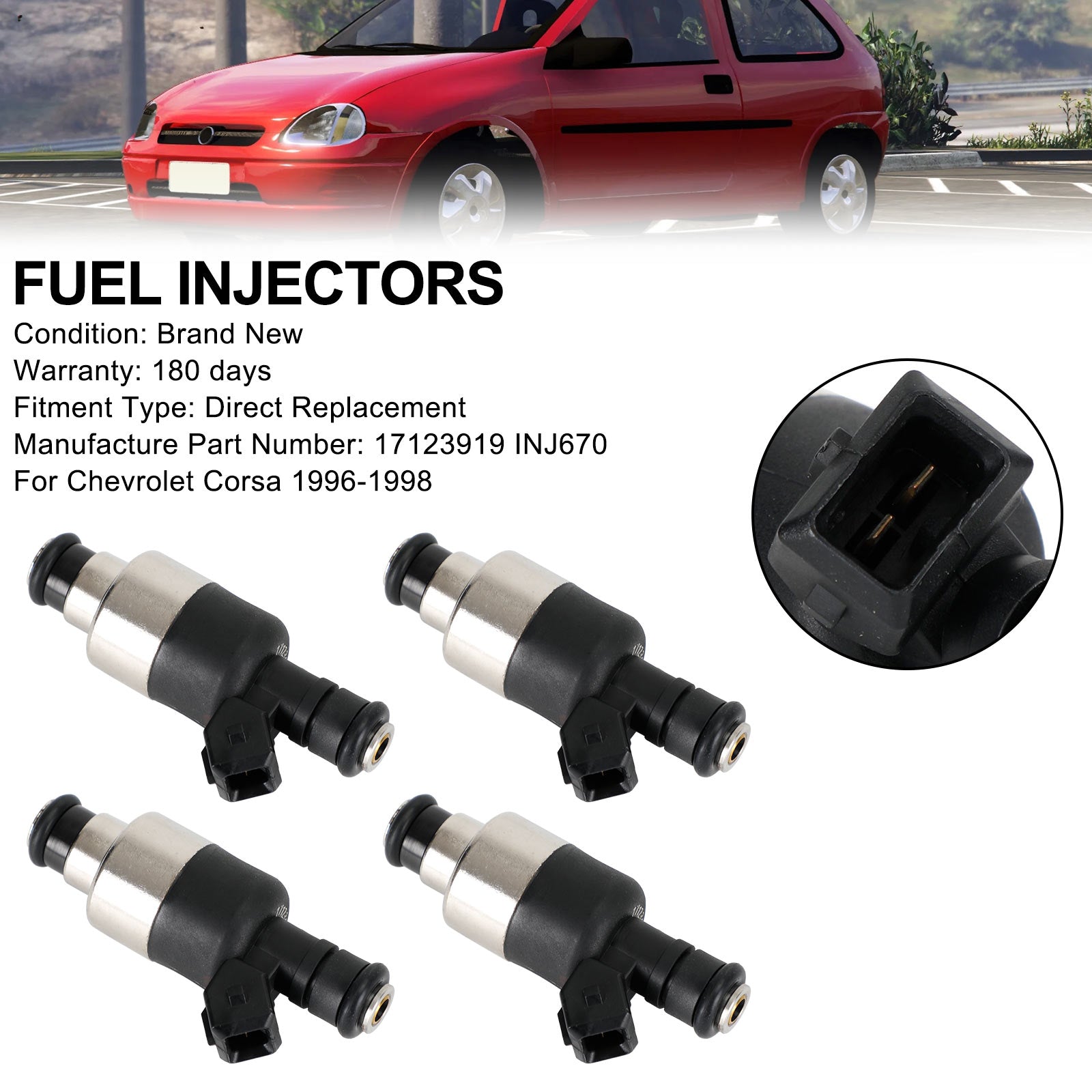 PALASER 1996-1998 Chevrolet Corsa 17123919 INJ670 Fuel Injectors - Image 2