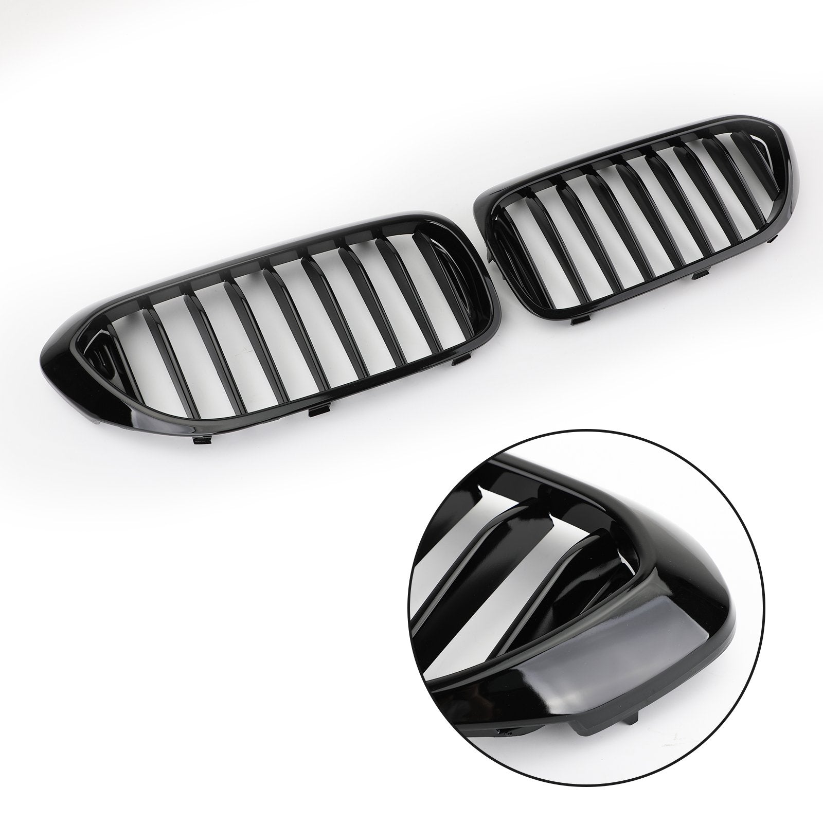 PALASER Glossy Black Front Kidney Grille Grill For 2017-2019 BMW 5 Series 530i 540i G30
