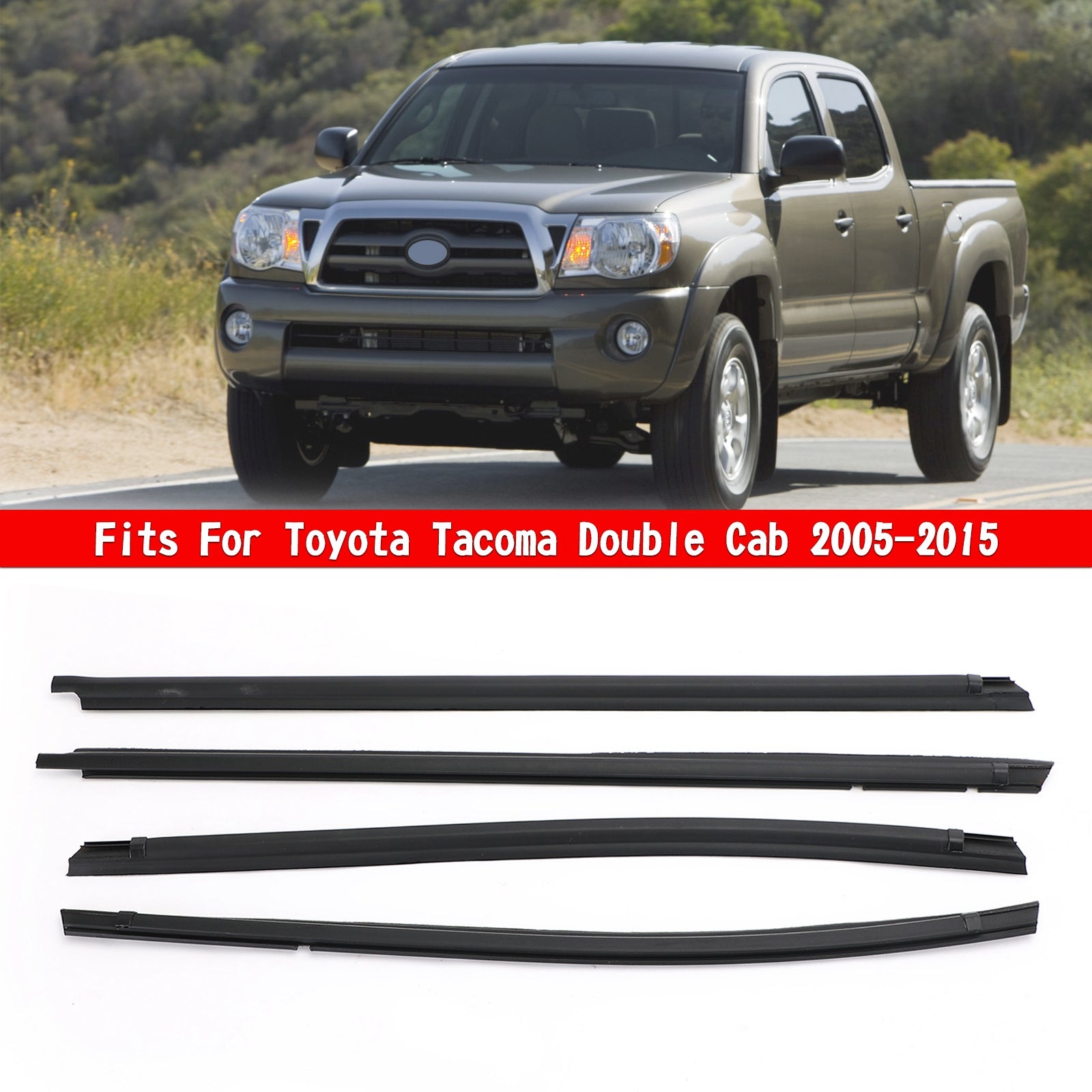 PALASER 2005-2015 Tacoma Double Cab Car Outside Window Weatherstrip Seal Belt Moulding - Image 2