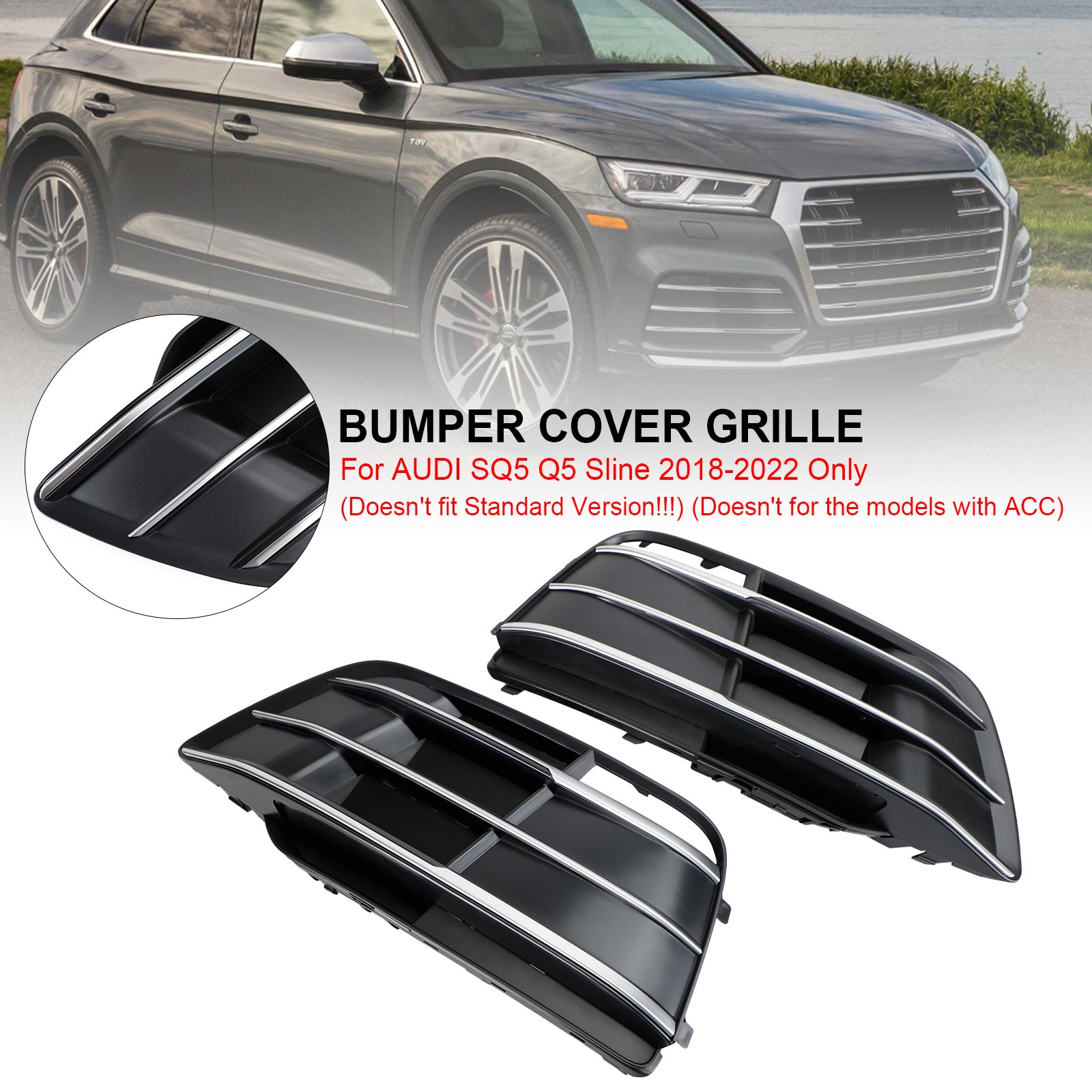 PALASER 18-22 Audi SQ5 Q5 Sline Front Bumper Grille Grill 80A807679MRU6 AU8076799