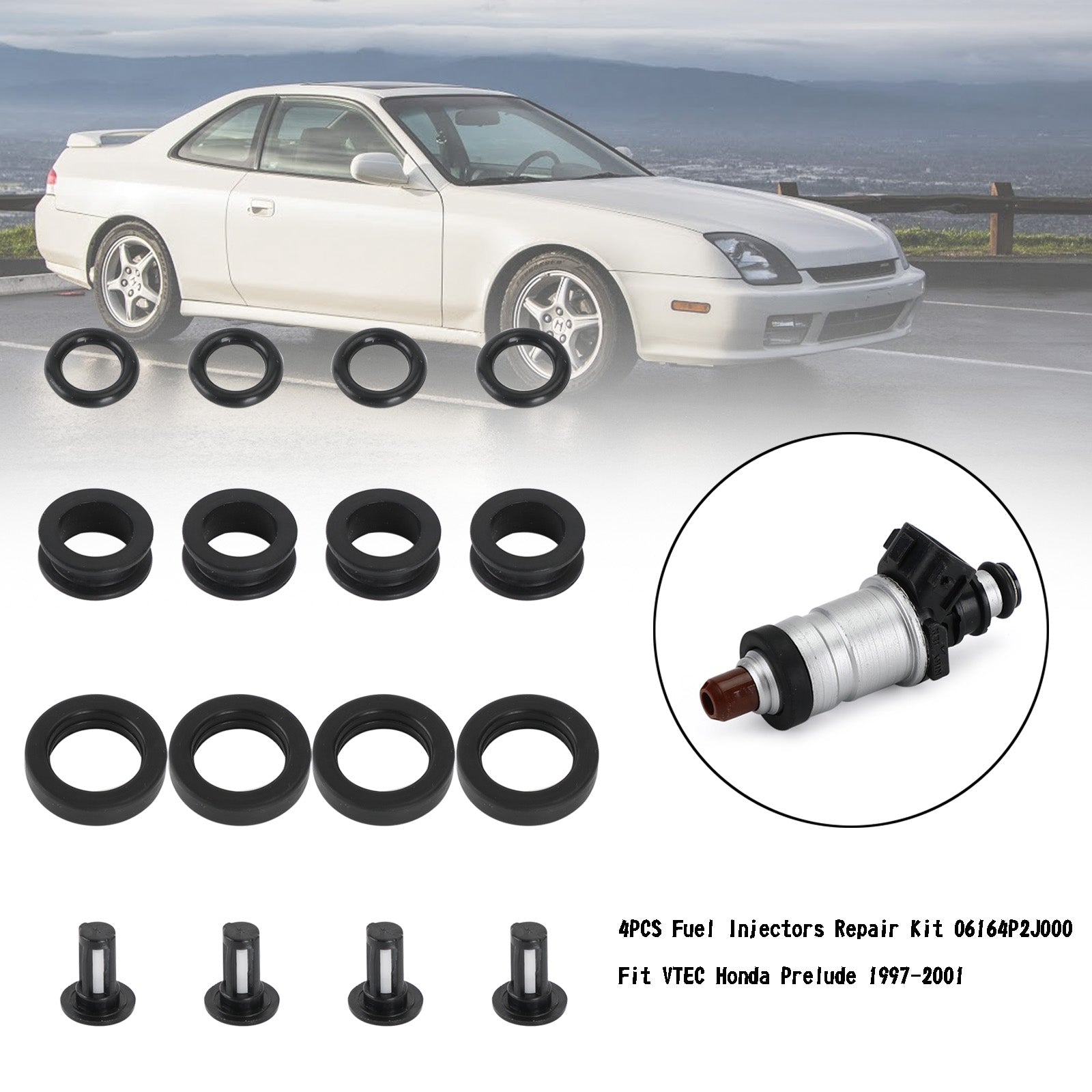 PALASER 1996-1998 Acura Rl/tl 4PCS Fuel Injectors Repair Kit 06164P2J000 06164-P2J-000 FJ582 - Image 3