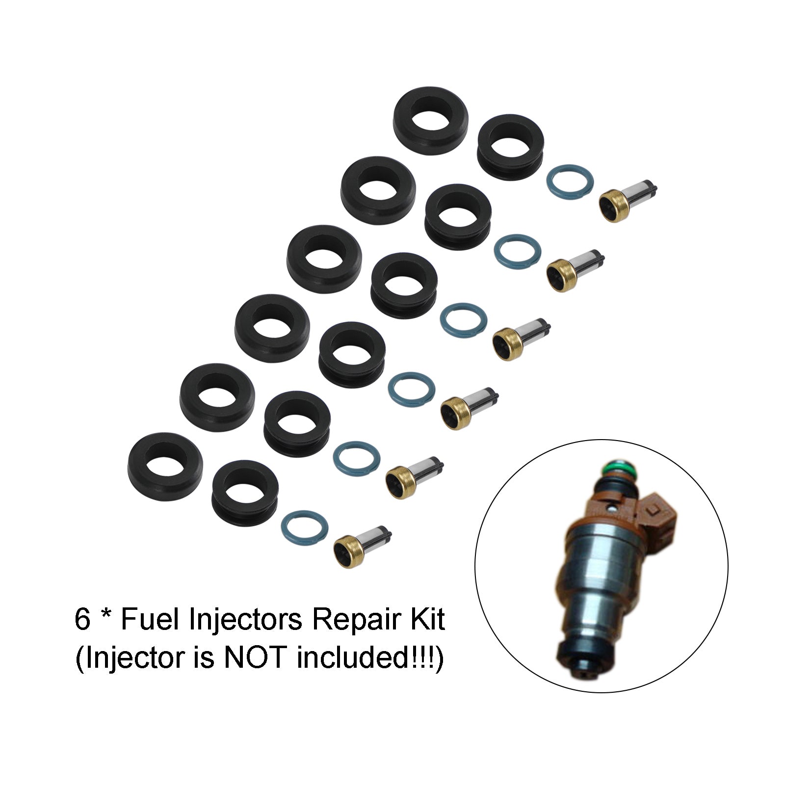 PALASER Dodge Stealth 1991-1996 6PCS Fuel Injectors Seal O-ring Kit 18-10066 INP-014 MD164888 - Image 5