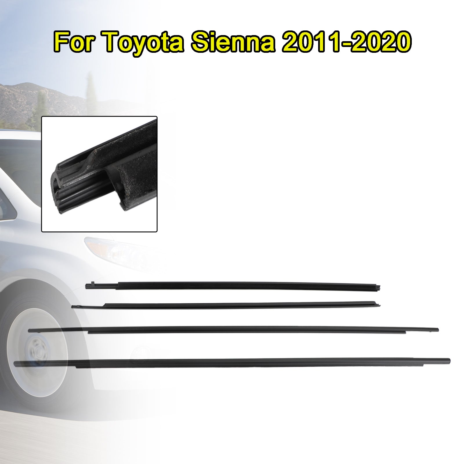 PALASER 2011-2020 Toyota Sienna Car Window Weatherstrip Seal Belt Moulding 68160-08020 68210-08020 - Image 4