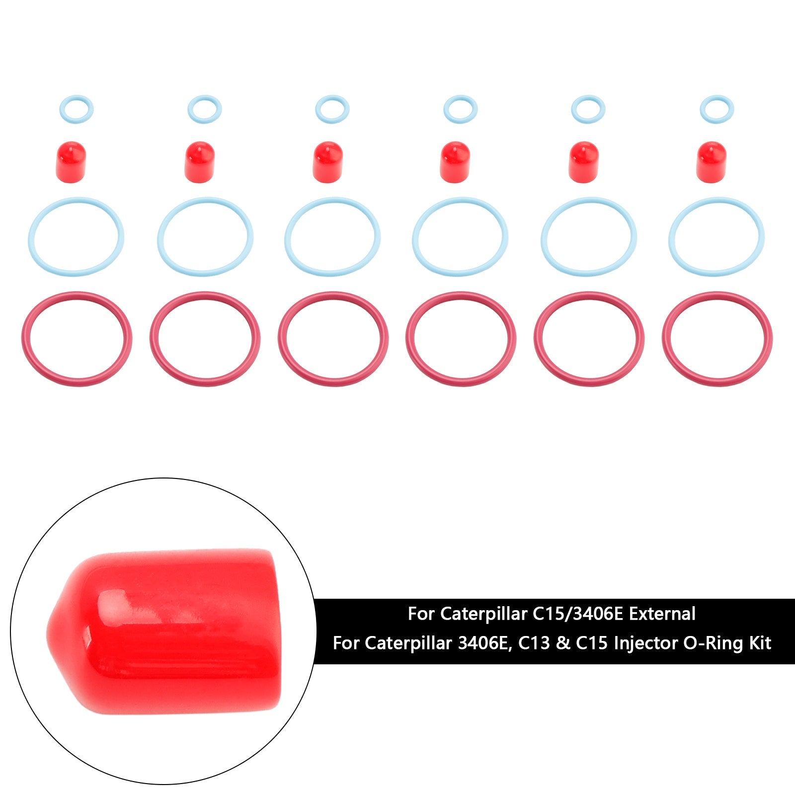PALASER Caterpillar Cat C15/3406E External 6Pcs Fuel Injectors Seal O-ring Kit 2481394 1895390 - Image 4