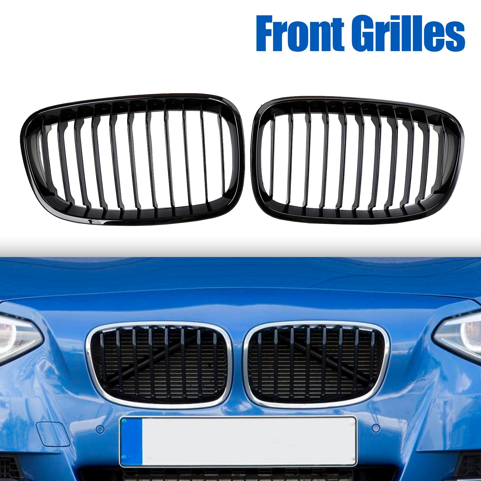 PALASER 12-14 BMW 1-Series F20 F21 3-Door Pre-facelift 2PCS Front Bumper Kidney Grill 551137239021 51137262119 - Image 6