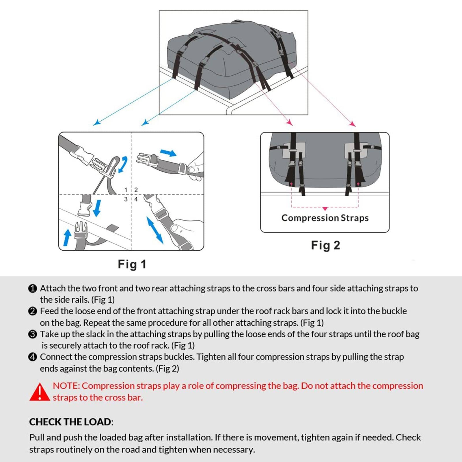 PALASER Waterproof Car Roof Top Rack Carrier Cargo Bag Luggage Cube Bag W/ Non-slip Mat - Image 9