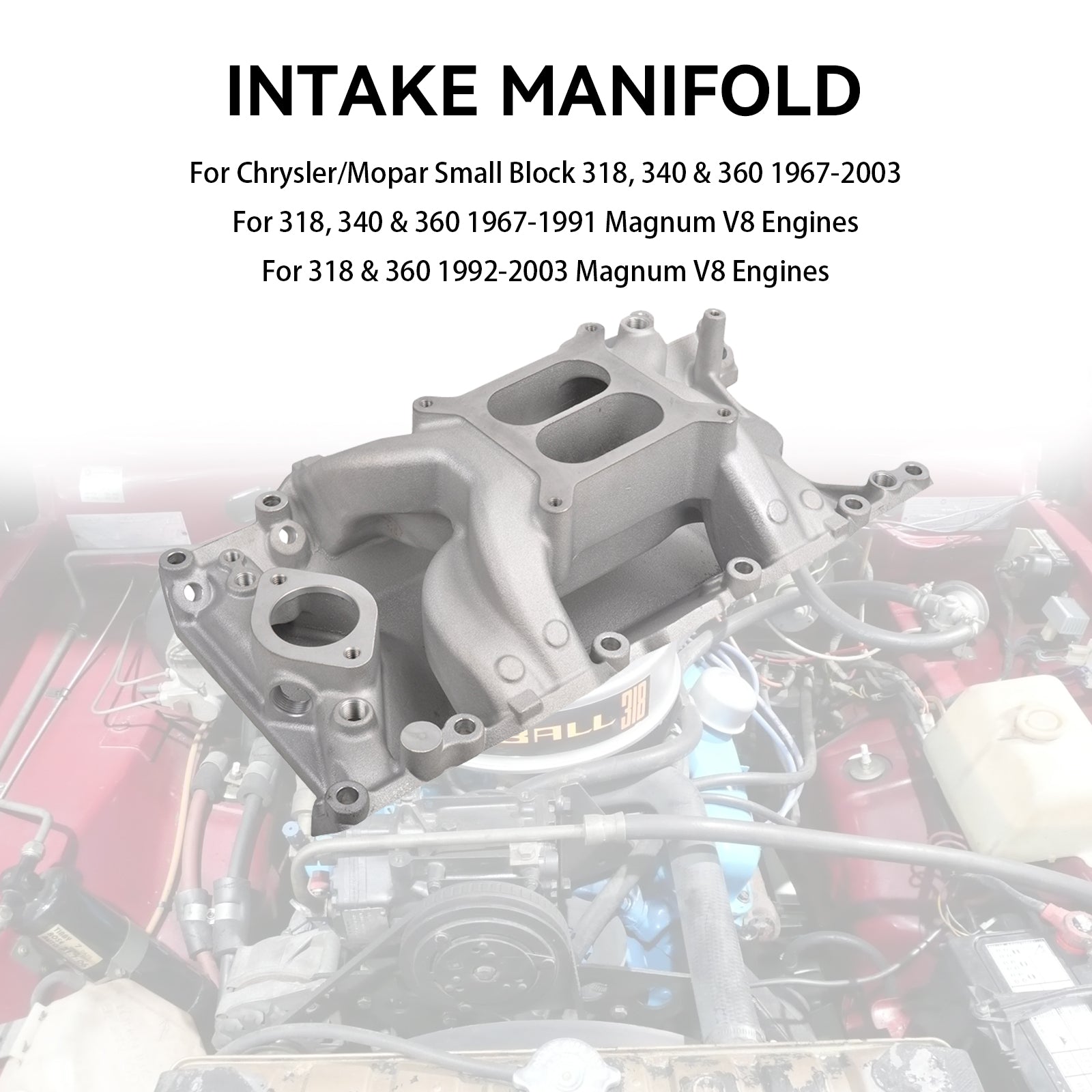 PALASER 1967-2003 Chrysler/mopar Small Block 318 340 360 Aluminum Intake Manifold - Image 8