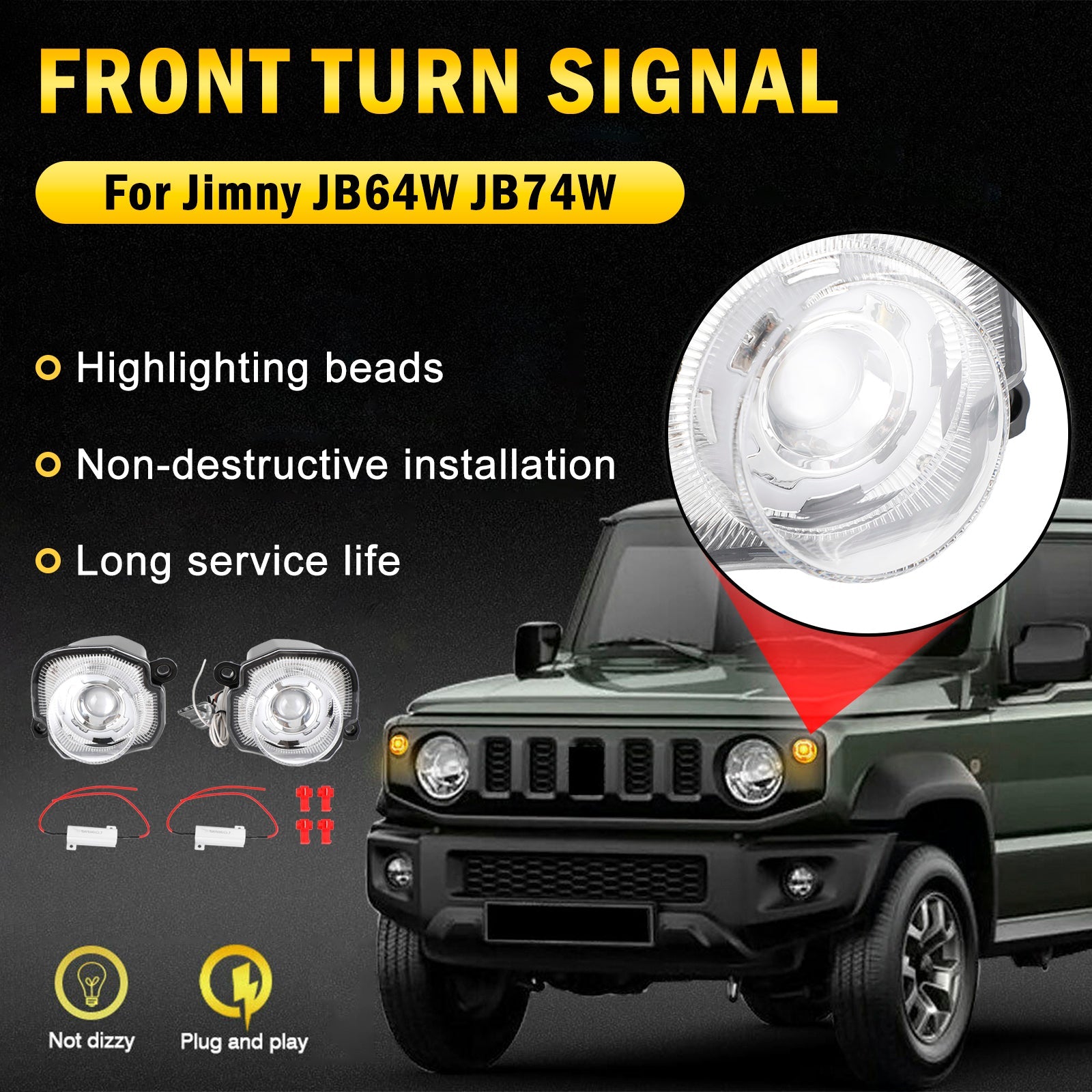PALASER 2019-2021 Suzuki Jimny JB64 JB74 Pair Of Front Turn Signal Lamp Light Clear - Image 4