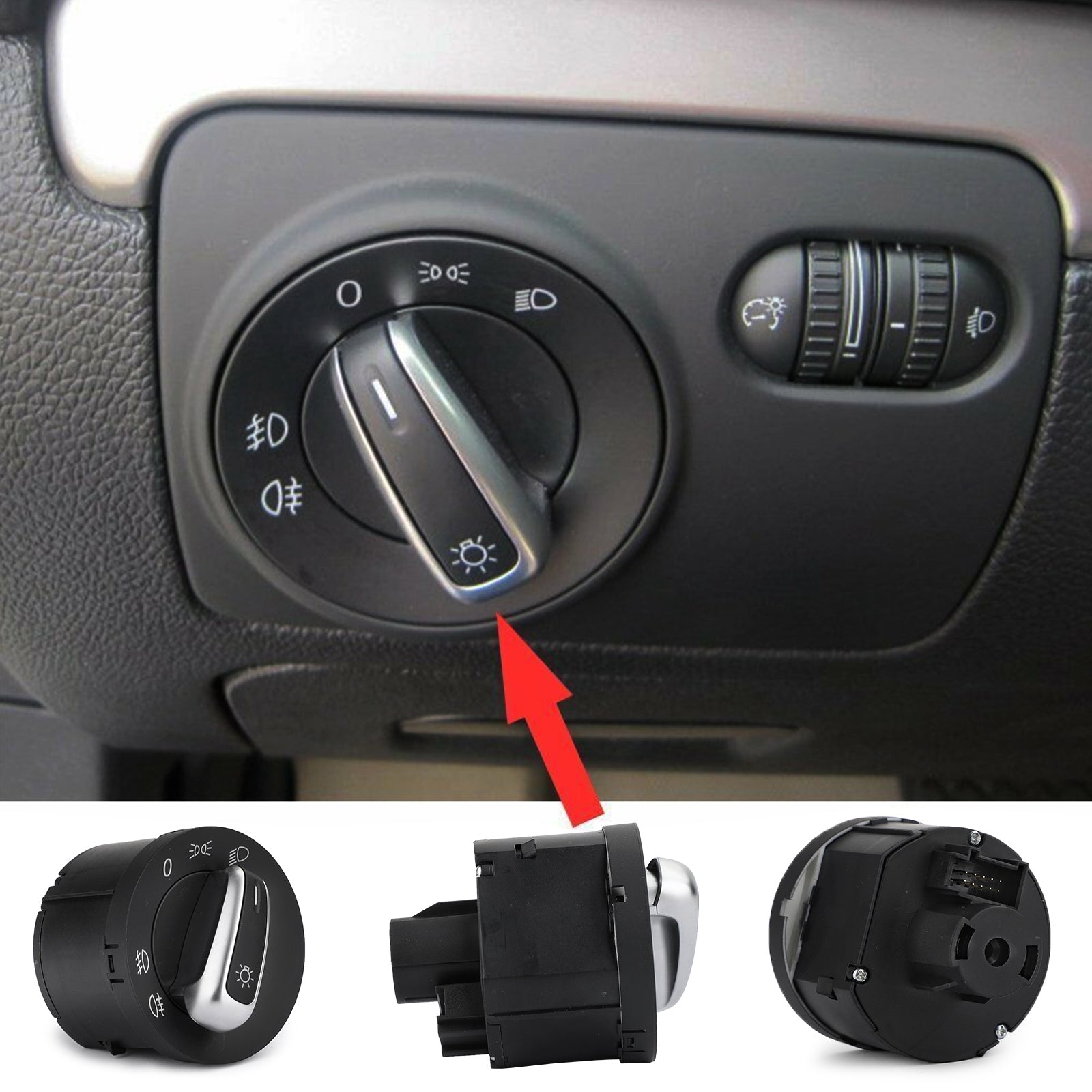 PALASER Euro Headlight Switch Light For Vw Passat Cc B6 Jetta Golf MK5 MK6 5ND941431A