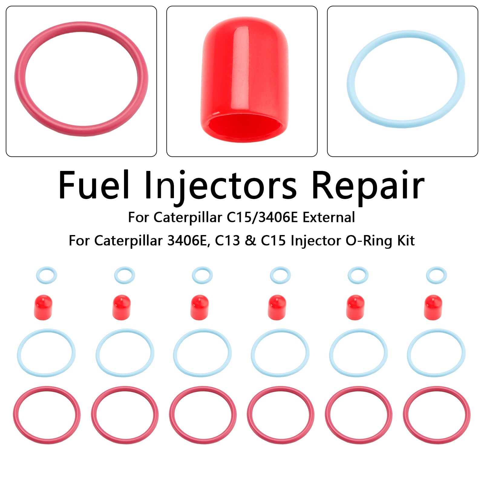 PALASER Caterpillar Cat C15/3406E External 6Pcs Fuel Injectors Seal O-ring Kit 2481394 1895390 - Image 2