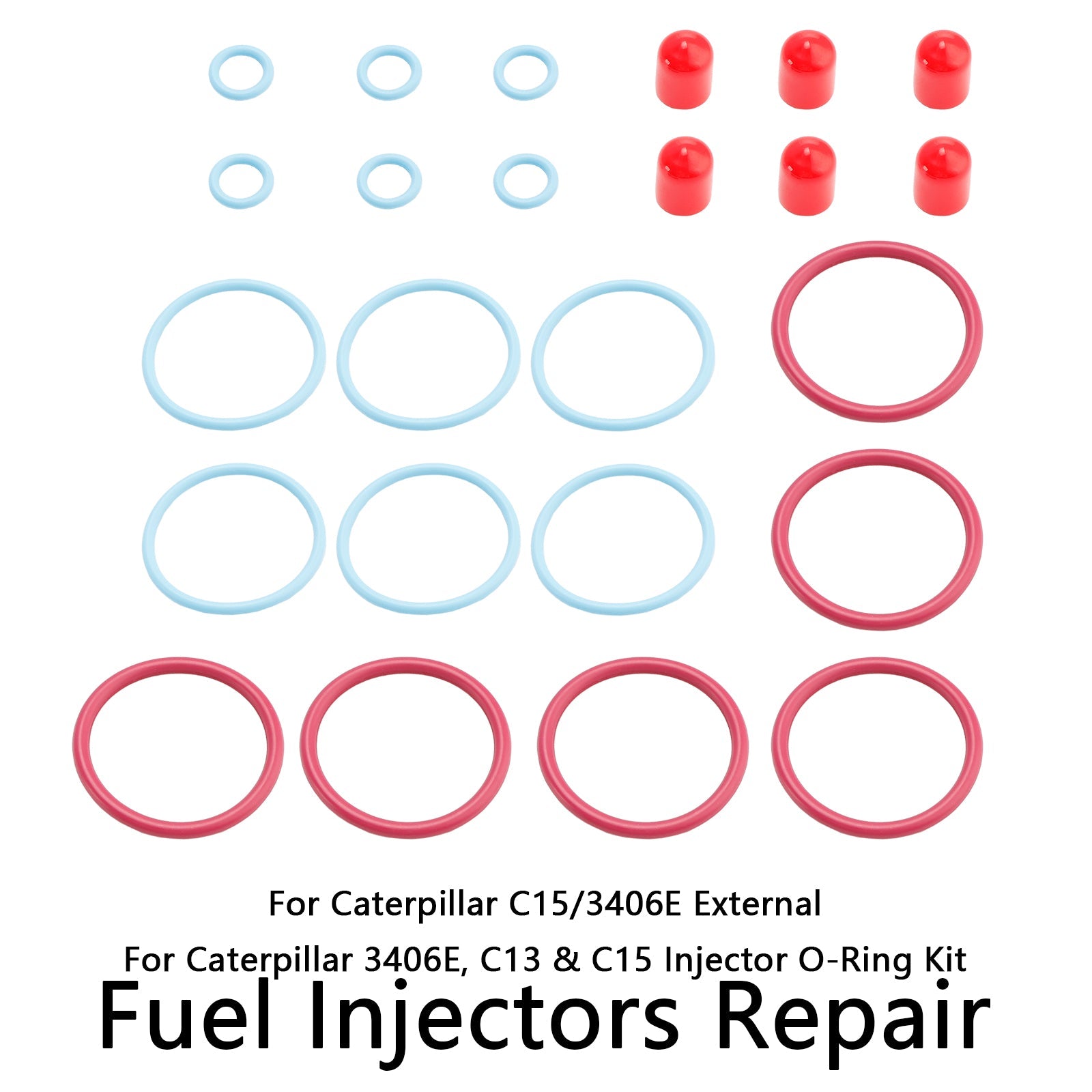 PALASER Caterpillar Cat C15/3406E External 6Pcs Fuel Injectors Seal O-ring Kit 2481394 1895390 - Image 8