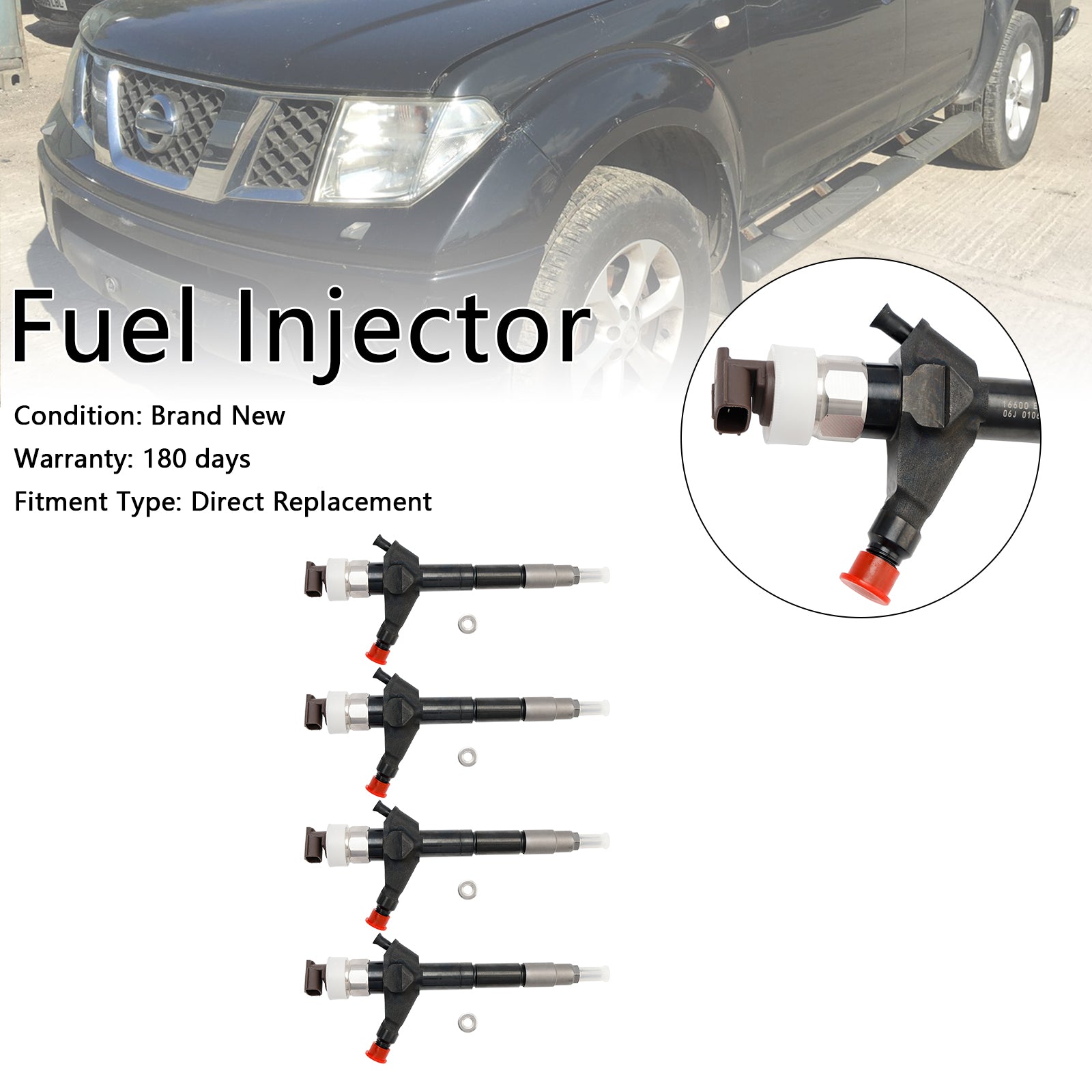 PALASER Nissan Navara D22 D40 Pathfinder Diesel 4Pcs Fuel Injector 095000-6250 16600-EB70A - Image 2