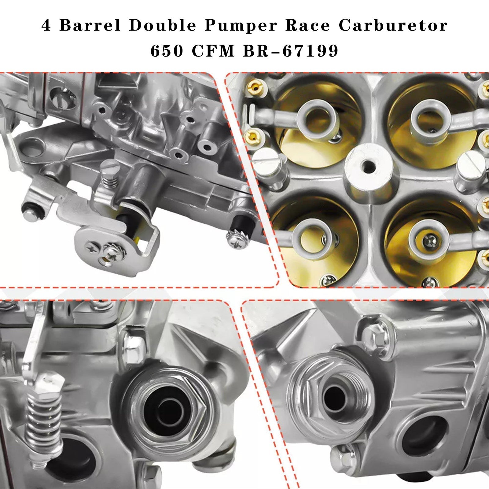 PALASER 4 Barrel Double Pumper Race Carburetor 650 Cfm BR-67199 - Image 2