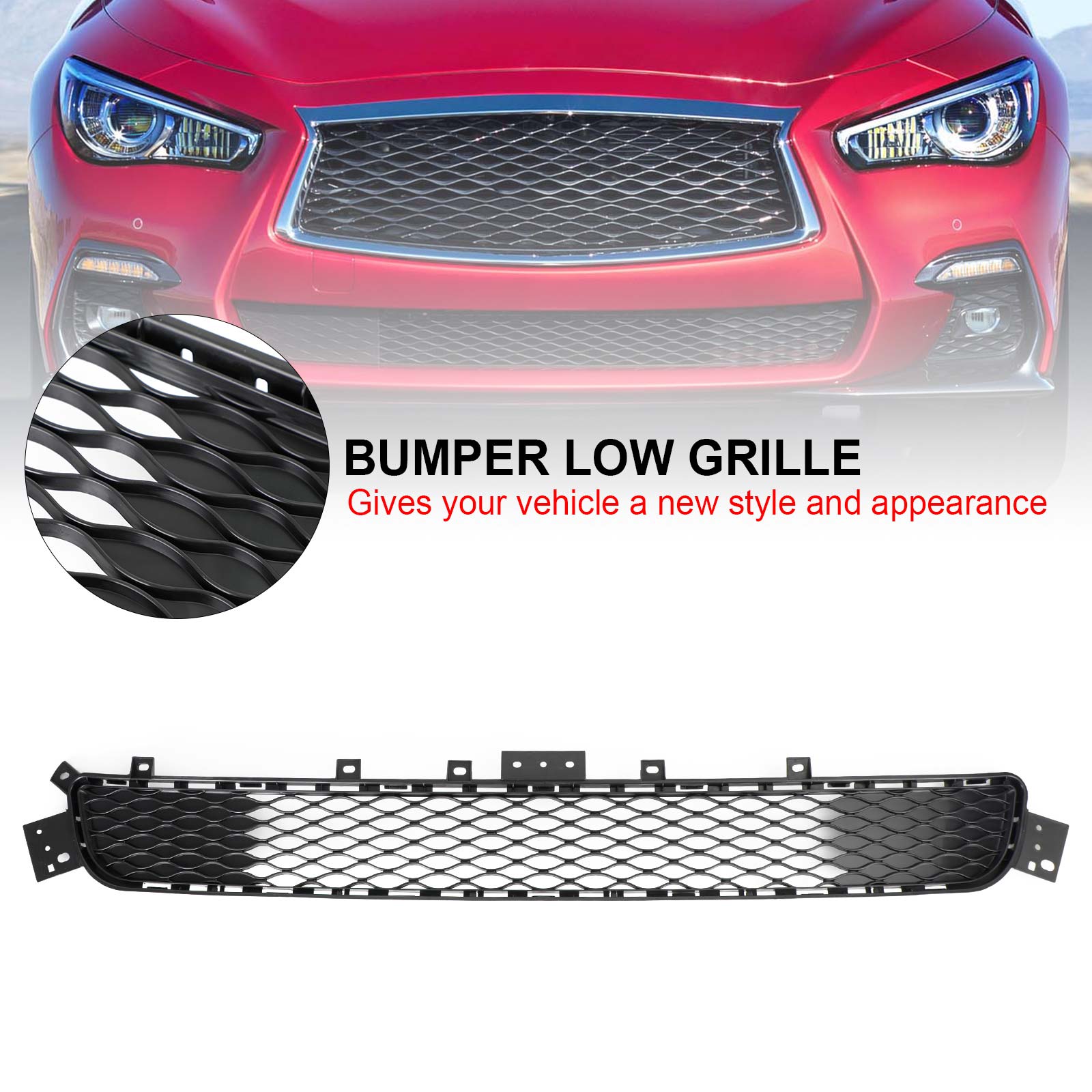 PALASER Infiniti Q50 2014-2017 Base Model 62310-4HB1B 62254-4HB0A Factory Style Front Bumper Lower Grill