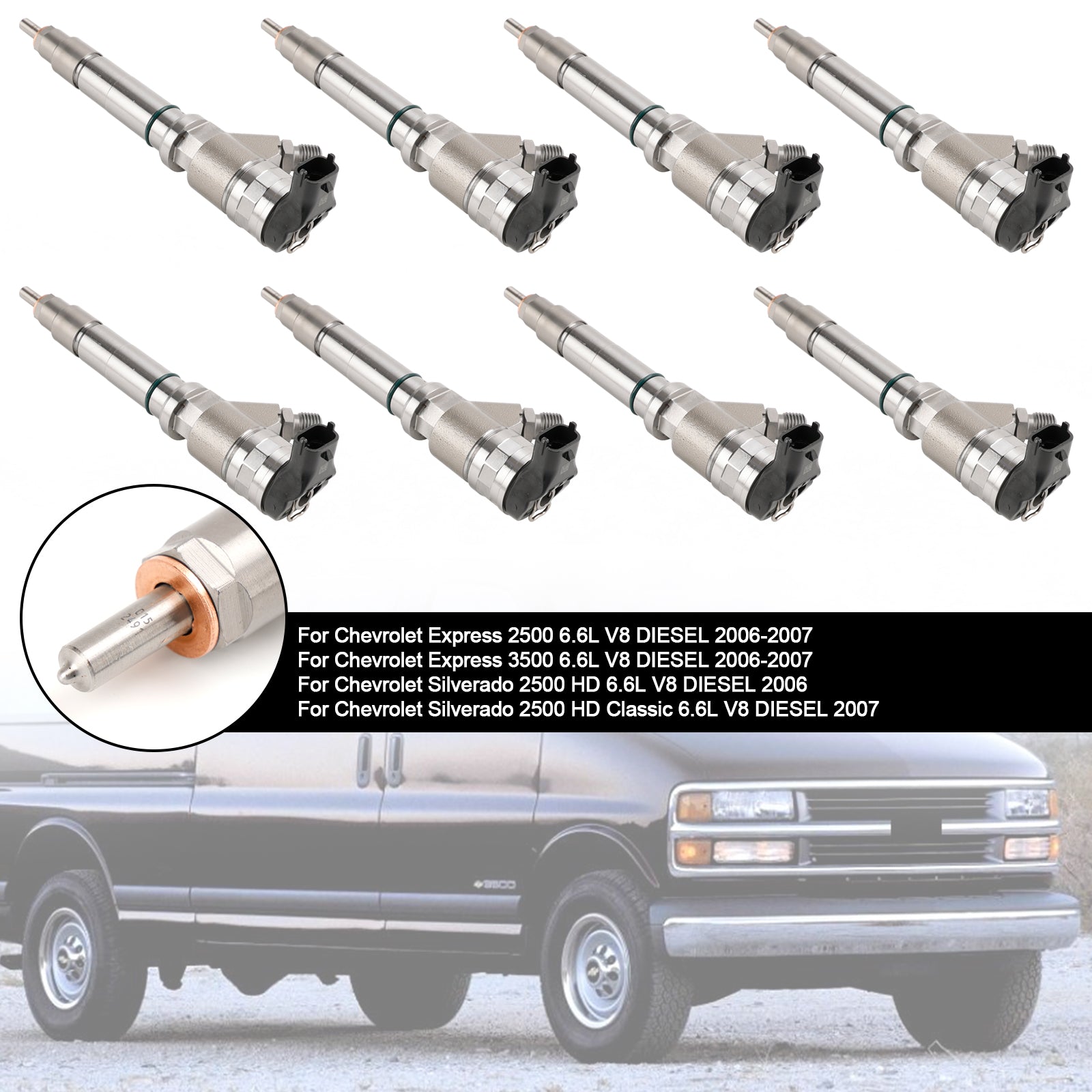 PALASER 2006-2007 GMC Savana 2500/3500 6.6L V8 Diesel 8PCS Fuel Injector 0445120042 0445120082 19208742 - Image 8