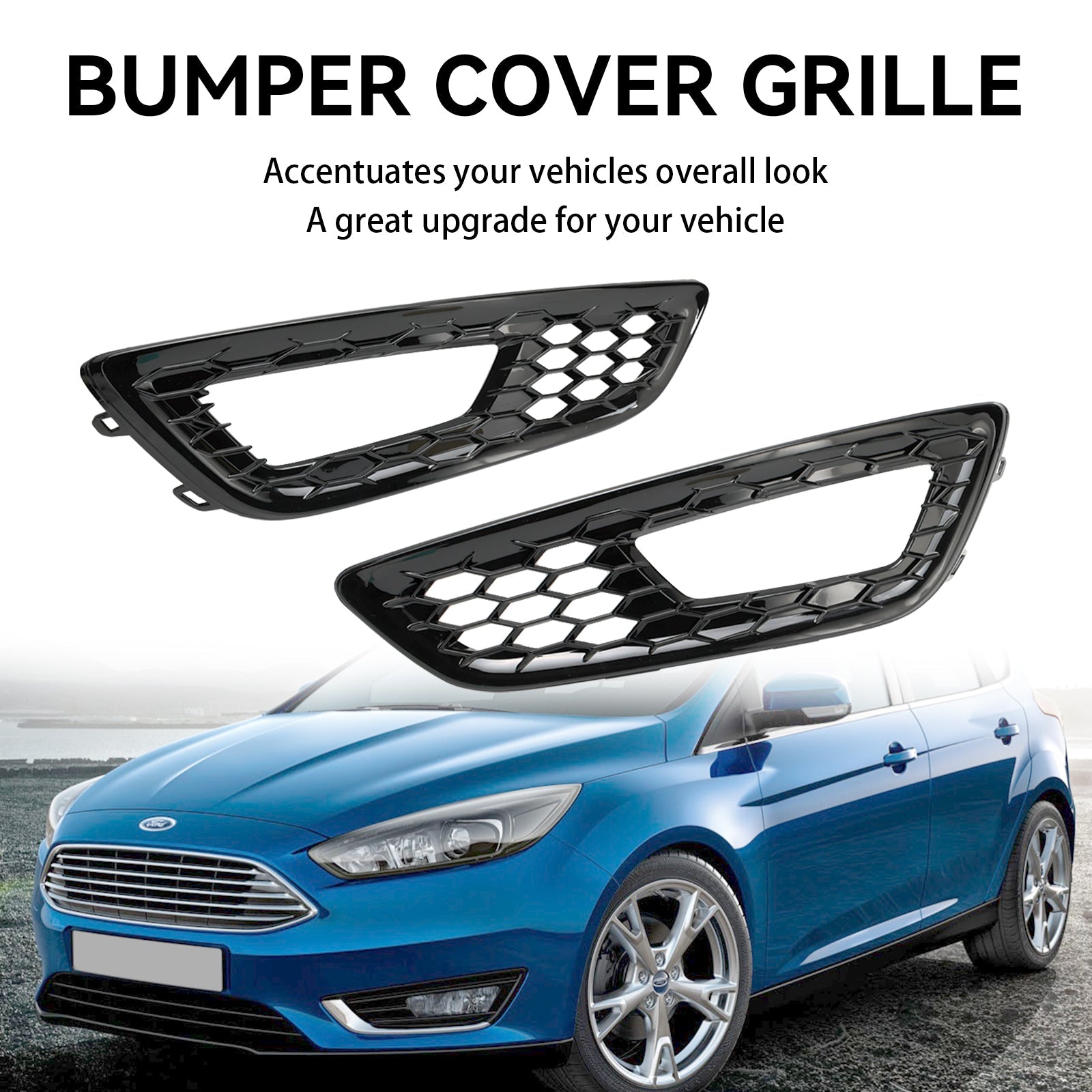 PALASER 2015-2018 Ford Focus 2PCS Front Bumper Fog Light Lamp Cover Bezel Grille F1EZ15266D F1EZ15266G - Image 4