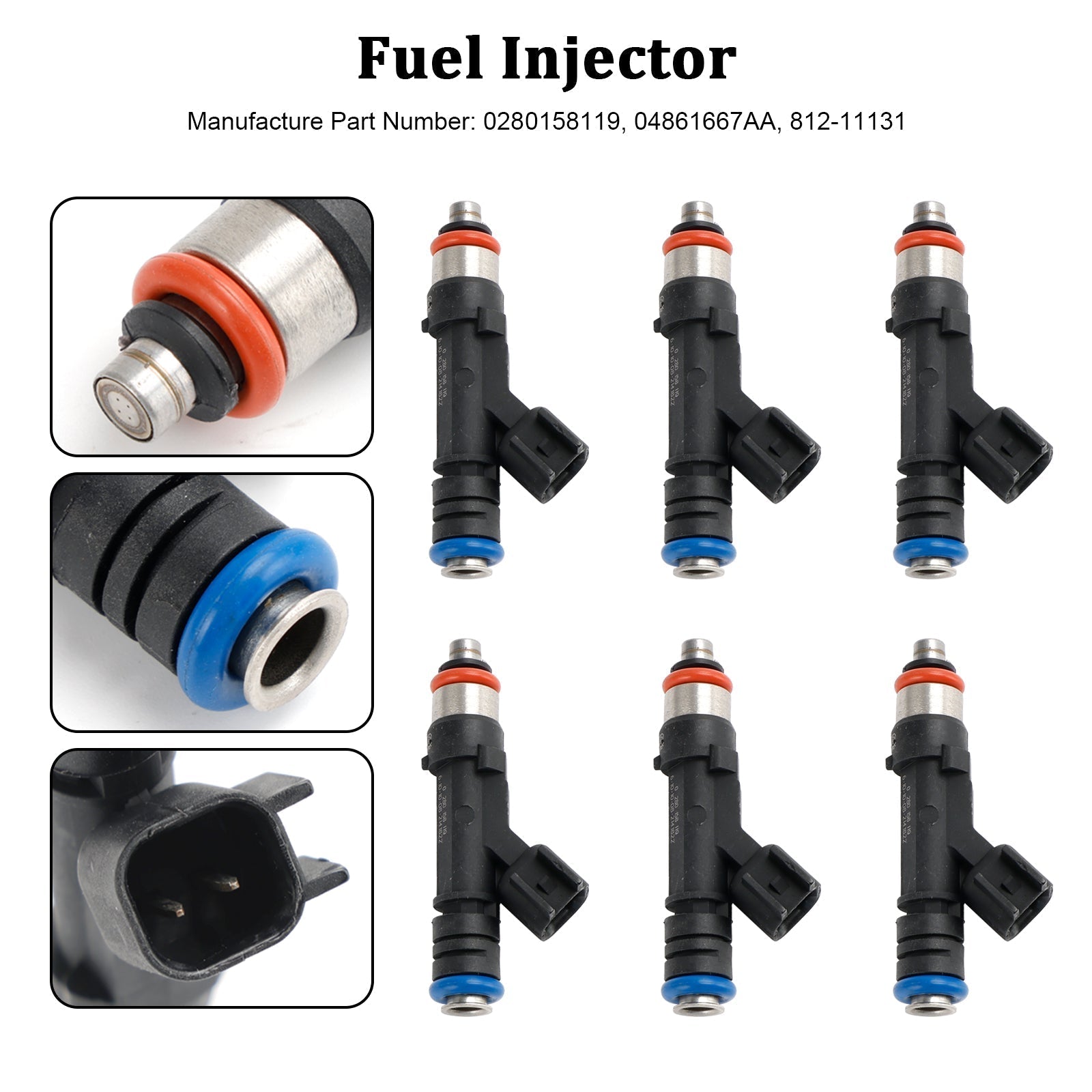 PALASER 2007-2010 Jeep Wrangler 3.8L 6PCS Fuel Injector 0280158119 04861667AA 812-11131 - Image 7