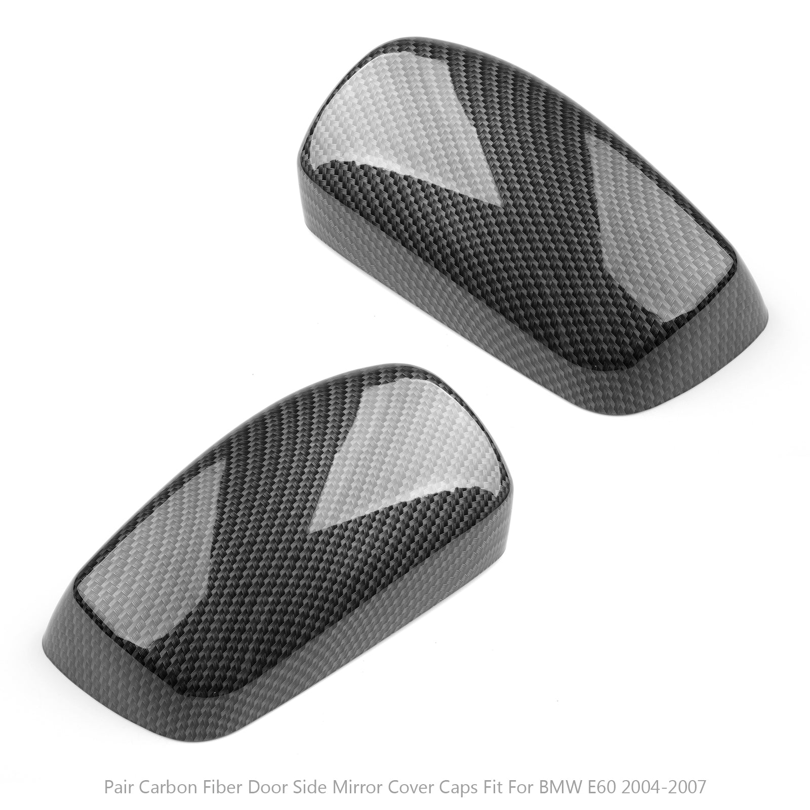 PALASER 2004-2007 BMW E60 Pair Carbon Fiber Door Side Mirror Cover Caps Fit