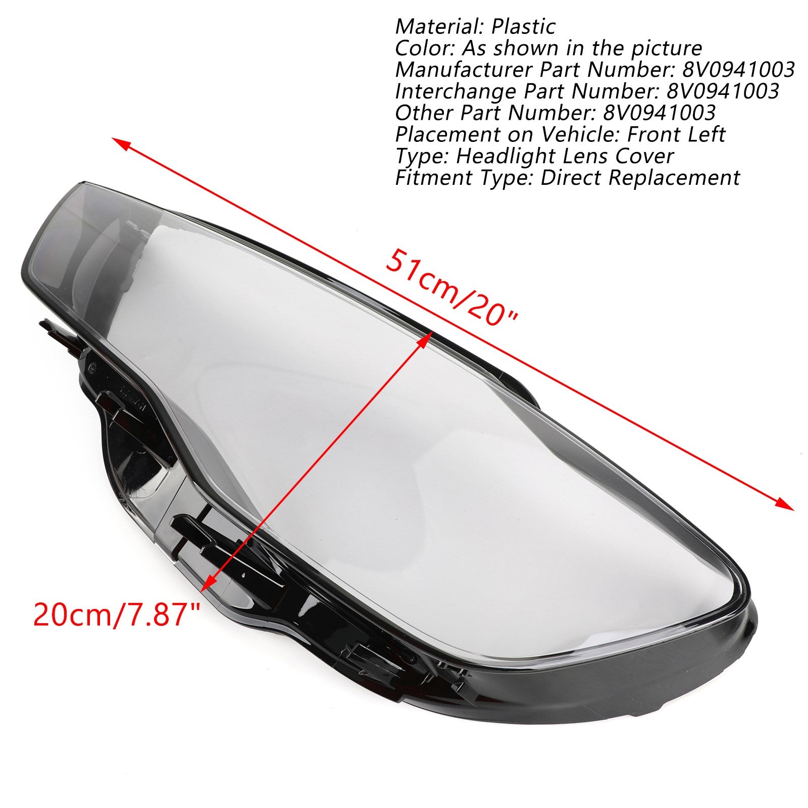 PALASER 2013-2016 Audi A3 8V0941004 8V0941003 Left&right Headlight Cover Headlamp Lens Clear - Image 9
