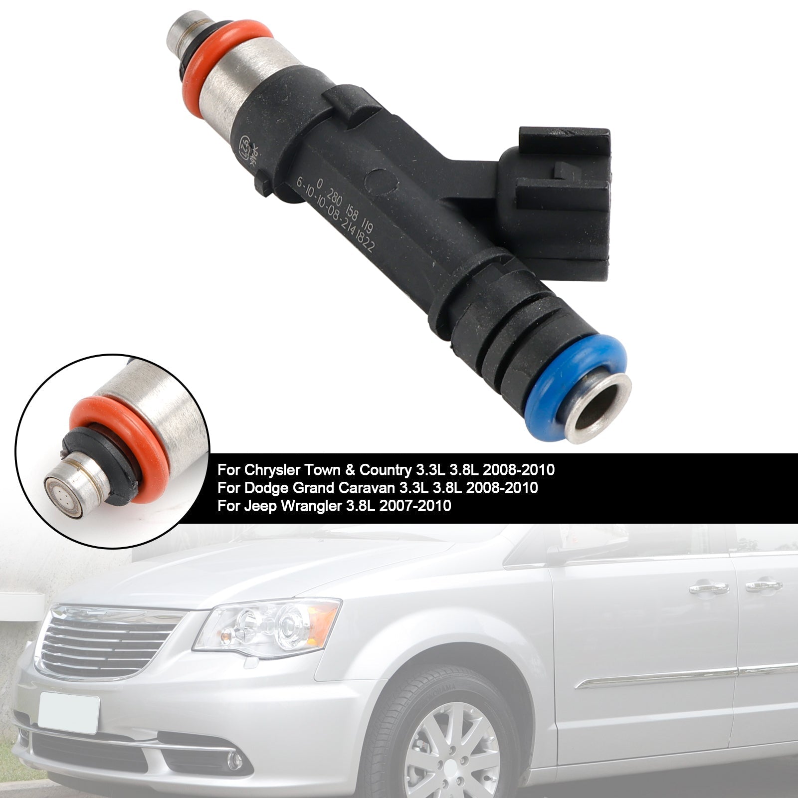 PALASER 2008-2010 Dodge Grand Caravan 3.3L 3.8L 1PCS Fuel Injector 0280158119 812-11131 - Image 10