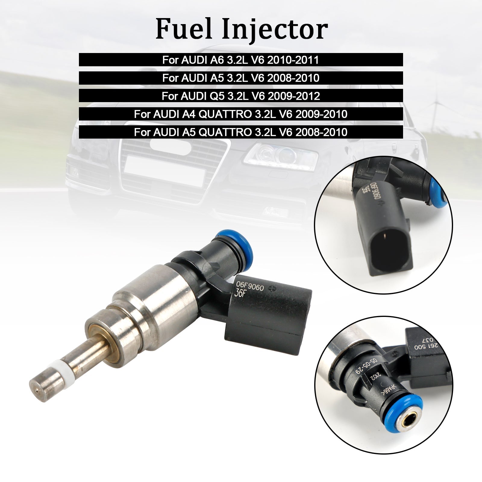 PALASER 2009-2012 Audi Q5 3.2L V6 Fuel Injector 06E906036F 0261500037 - Image 5