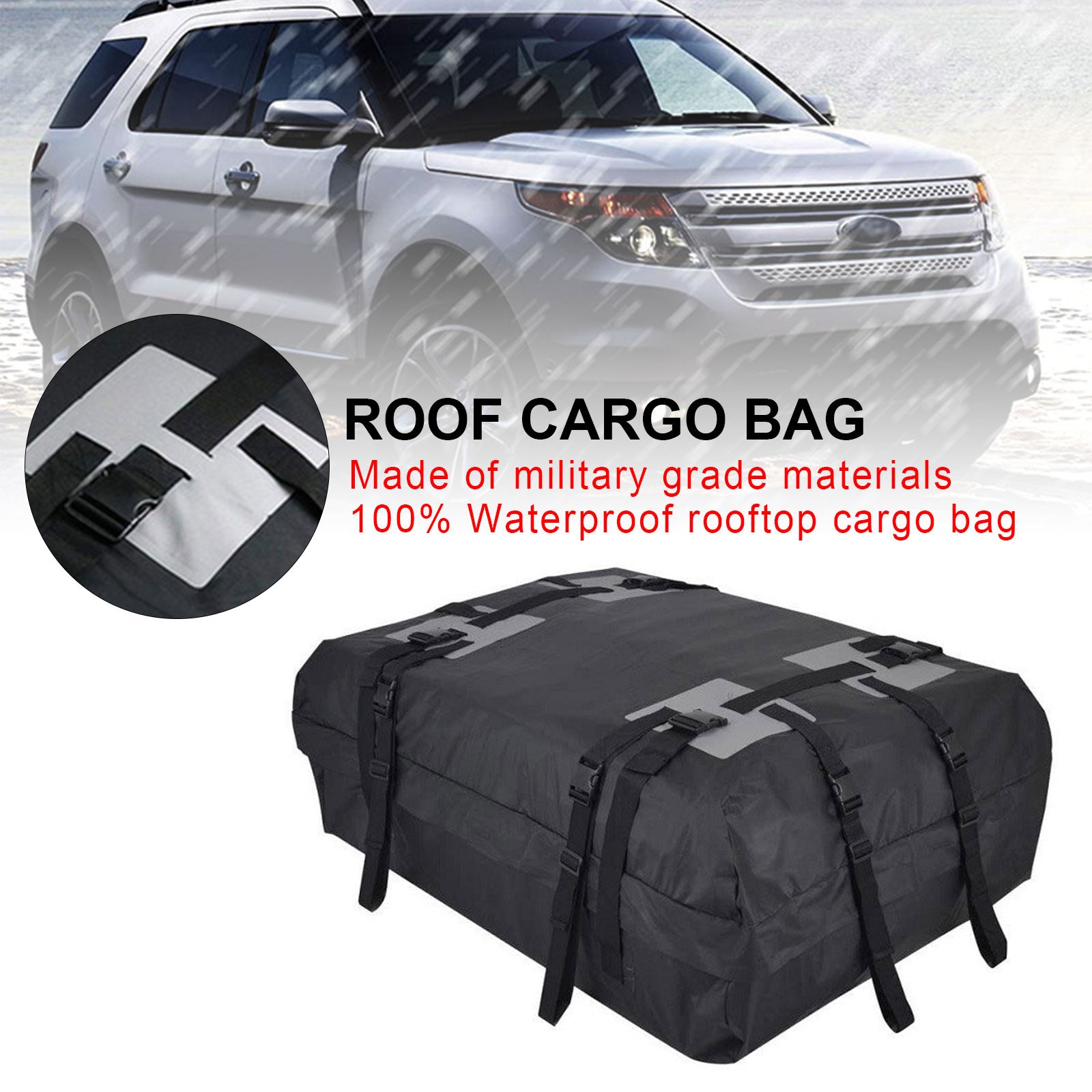 PALASER Waterproof Car Roof Top Rack Carrier Cargo Bag Luggage Storage Cube Bag Travel - Image 2