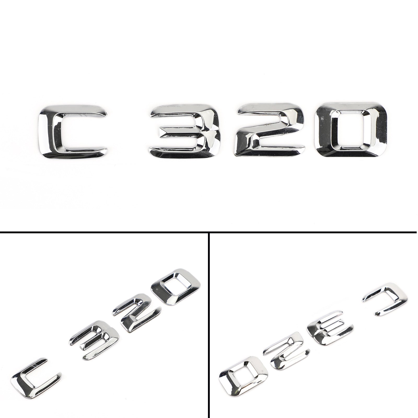 PALASER Rear Trunk Emblem Badge Nameplate Decal Letters Numbers Fit Mercedes C320 Chrome - Image 4