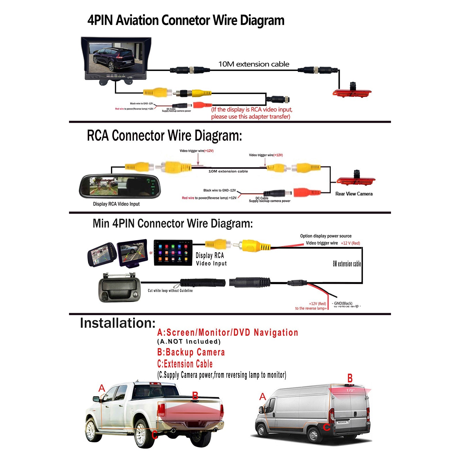 PALASER 2014+ Vauxhall Opel Vivaro Renault Trafic Rear View Reversing Camera - Image 8